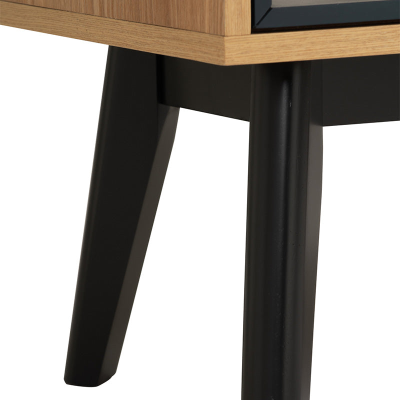 Modern 100cm CASTOR Coffee Table in Natural, Navy Blue & Black - Perfect for Living Room, Office, and Lounge Decor