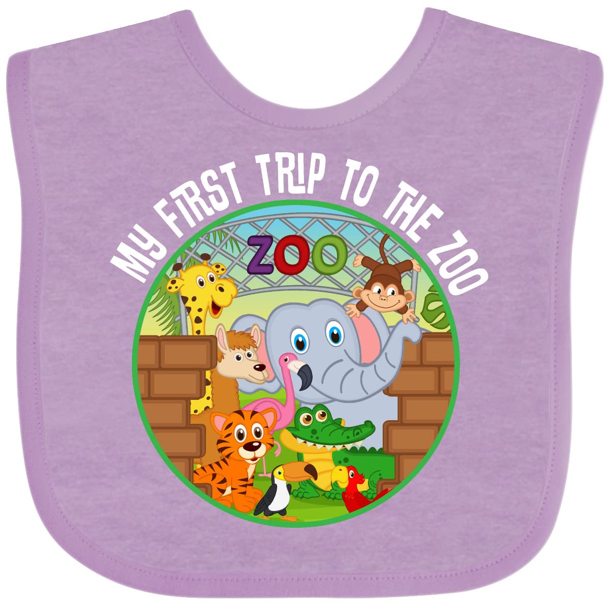 Inktastic 1st Trip to Zoo Animals Baby Bib - Adorable Zoo-Themed Bib for Baby's First Zoo Visit - Perfect for Infants, Toddlers & Photo Shoots