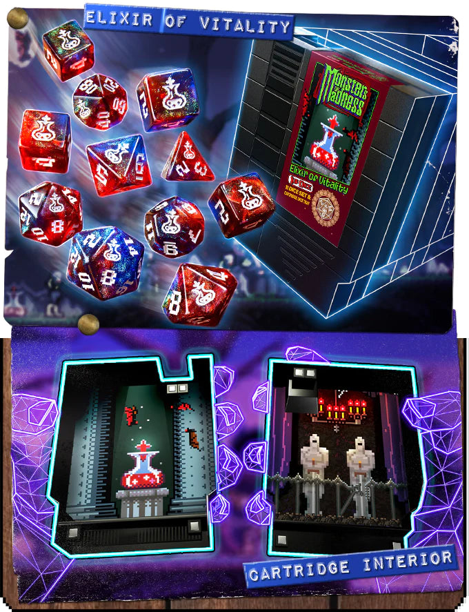 1UP Dice Polyhedral Set: Elixir of Vitality - 7-Piece RPG Dice for Dungeons & Dragons, Pathfinder & Tabletop Gaming - Perfect for D&D Campaigns, Board Games & Collectors