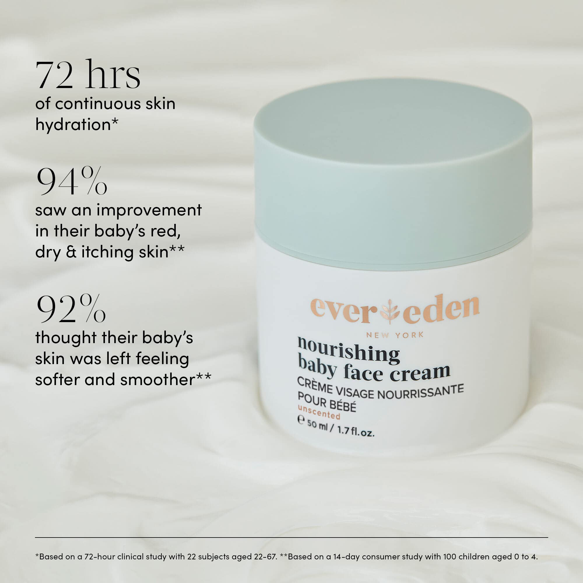 **Evereden Soothing Baby Massage Oil (4 fl oz) & Nourishing Baby Face Cream (1.7 oz) – 2-Piece Bundle Set | Clean, Unscented, Hypoallergenic Baby Skincare for Sensitive Skin | Perfect for Daily Moisturizing & Massage**