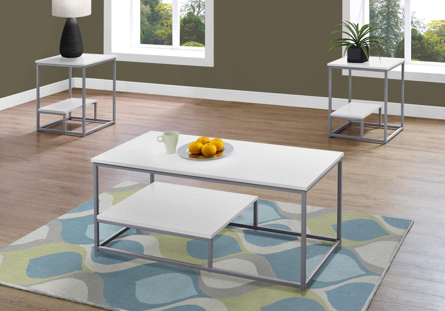 Monarch Specialties 5-Piece Dining Table Set - White Wooden Kitchen Table with 4 Chairs - Perfect for Small Spaces, Breakfast Nook, and Apartment Dining