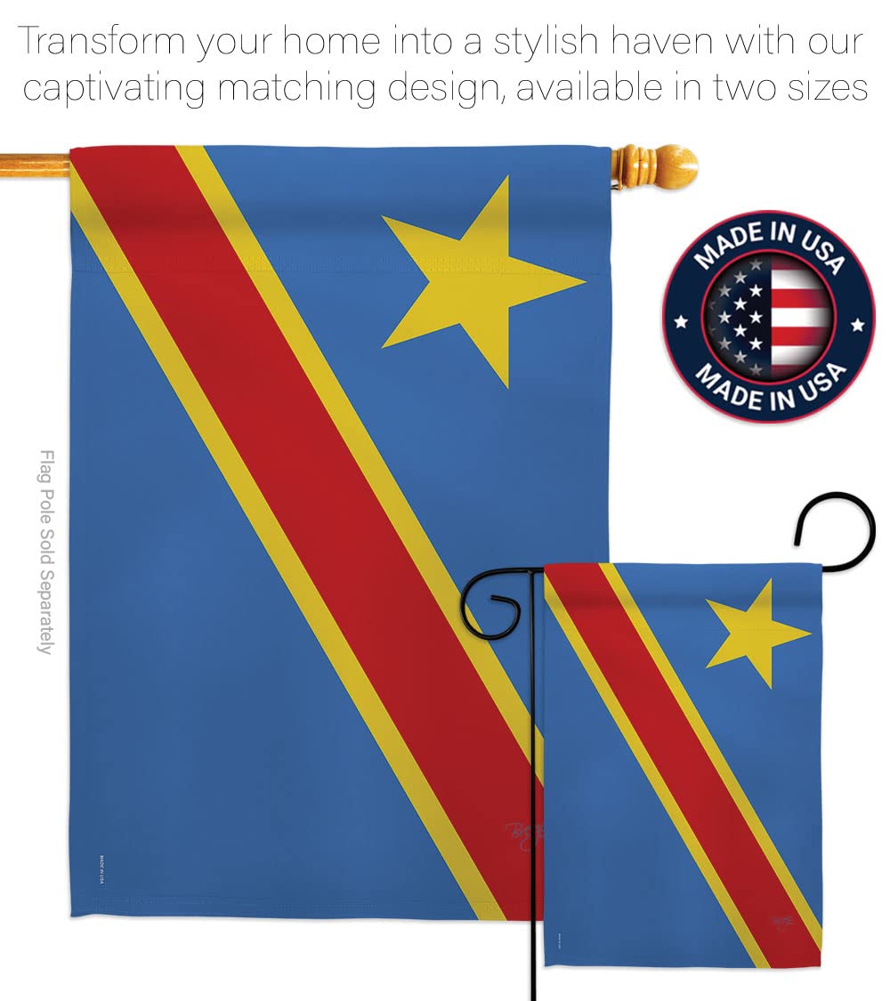 DR Congo National Flag 28x40in with Pole - House & Garden Decor
