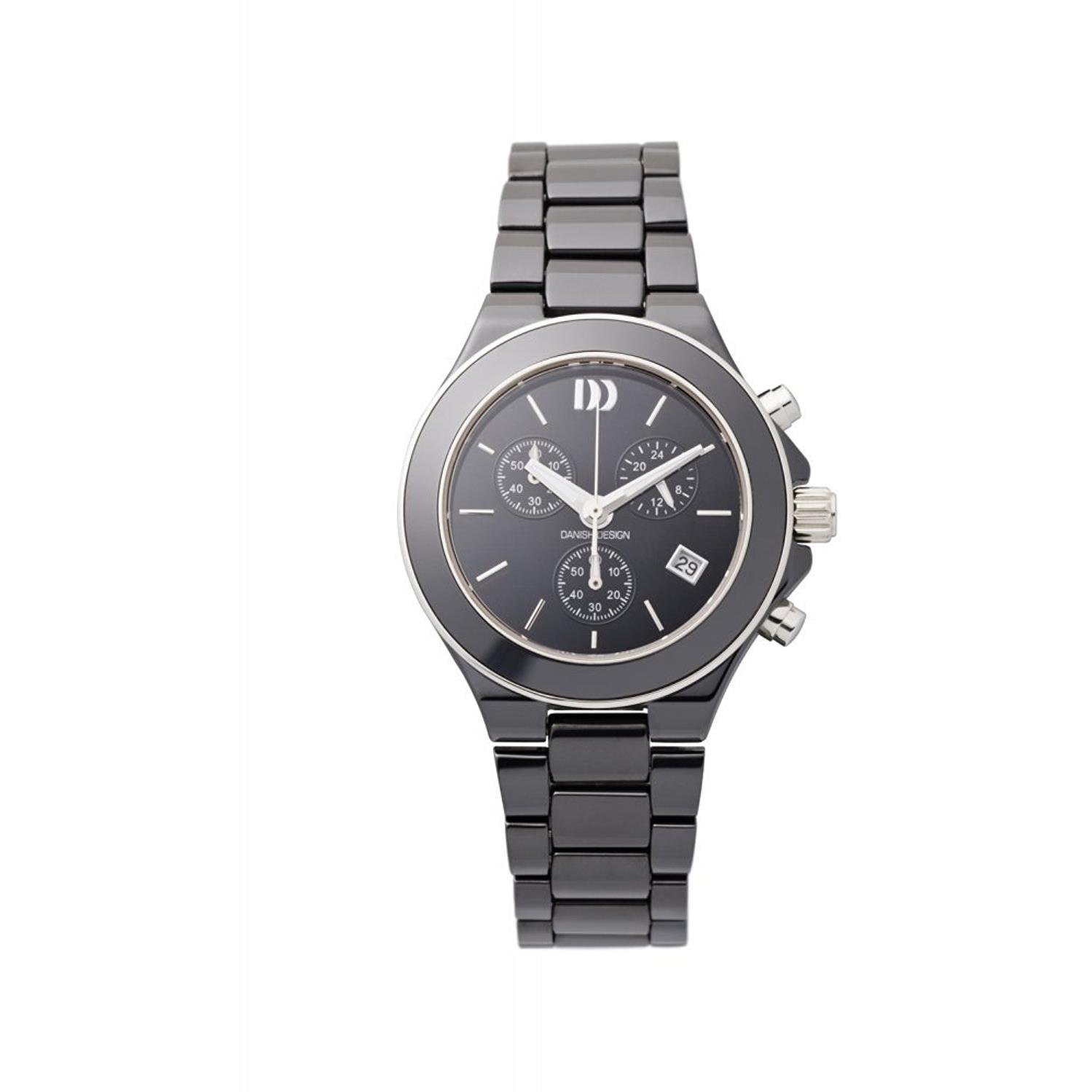 Danish Design IV64Q874 Black Ceramic Band & Black Dial Chronograph Women's Watch - Elegant Timepiece for Business, Parties & Special Occasions