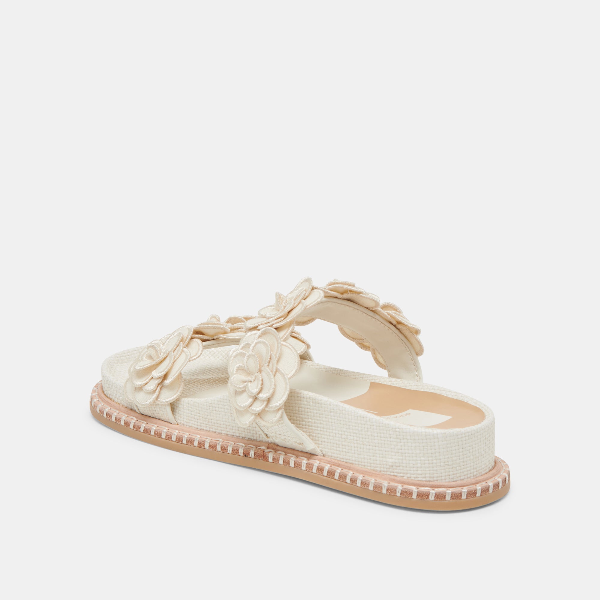 SHERLA Women's White Raffia Sandals - Comfortable Beach Slides for Summer, Vacation, and Outdoor Wear