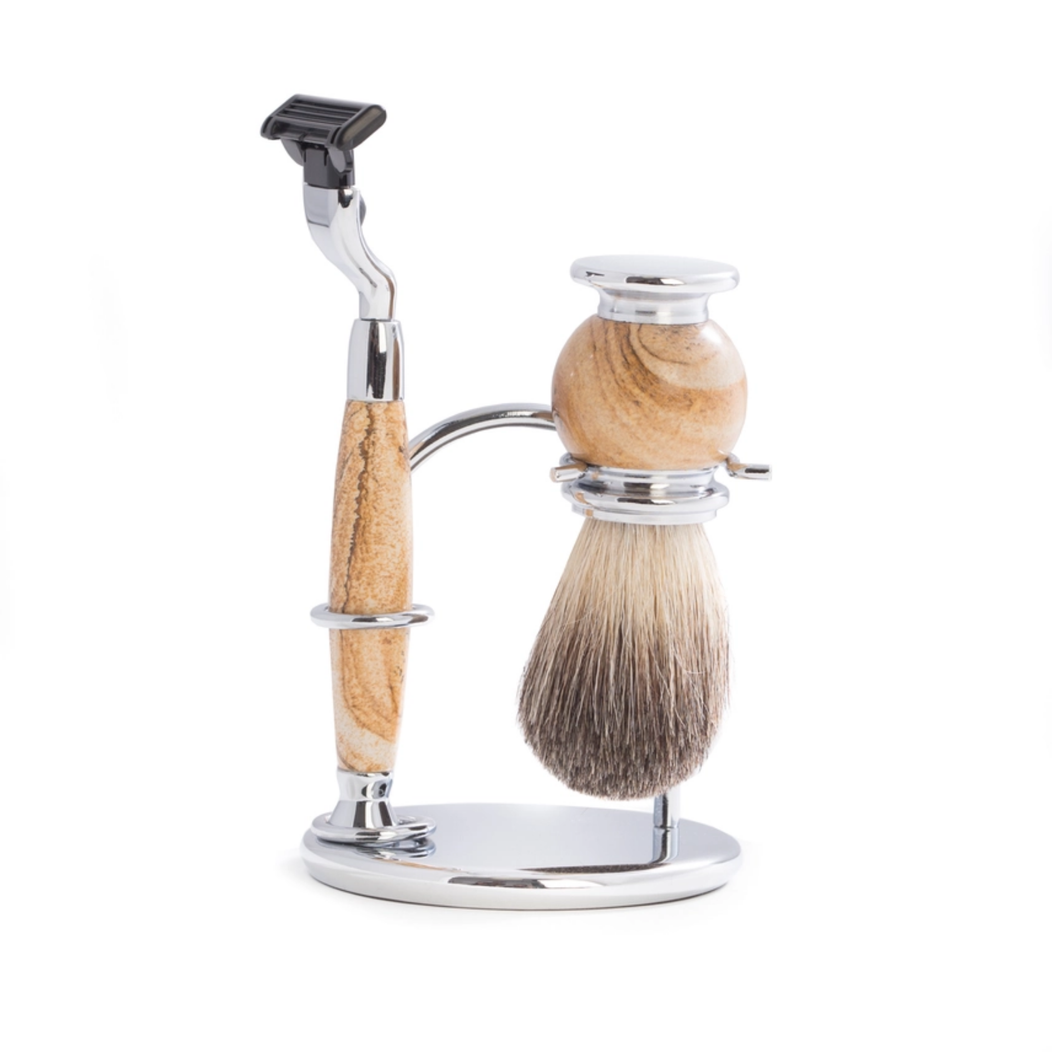 Gillette Mach3 Razor & Pure Badger Shaving Brush Set - Chrome Plated Handle for Men's Wet Shaving | Perfect Gift for Father's Day & Grooming Enthusiasts