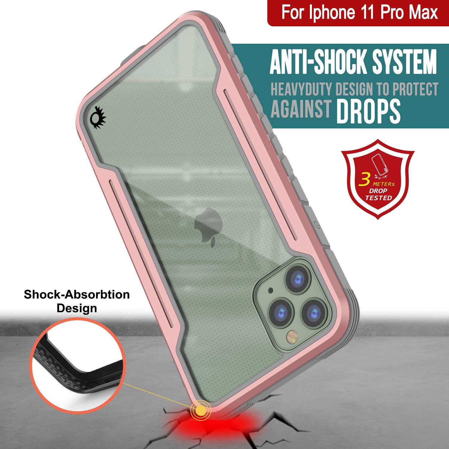 Punkcase iPhone 11 Pro Max Case [Armor Stealth Series] Military-Grade Protective Cover with Aluminum Frame & Clear Back - Ultimate Shockproof Drop Protection for iPhone 11 Pro Max (6.5