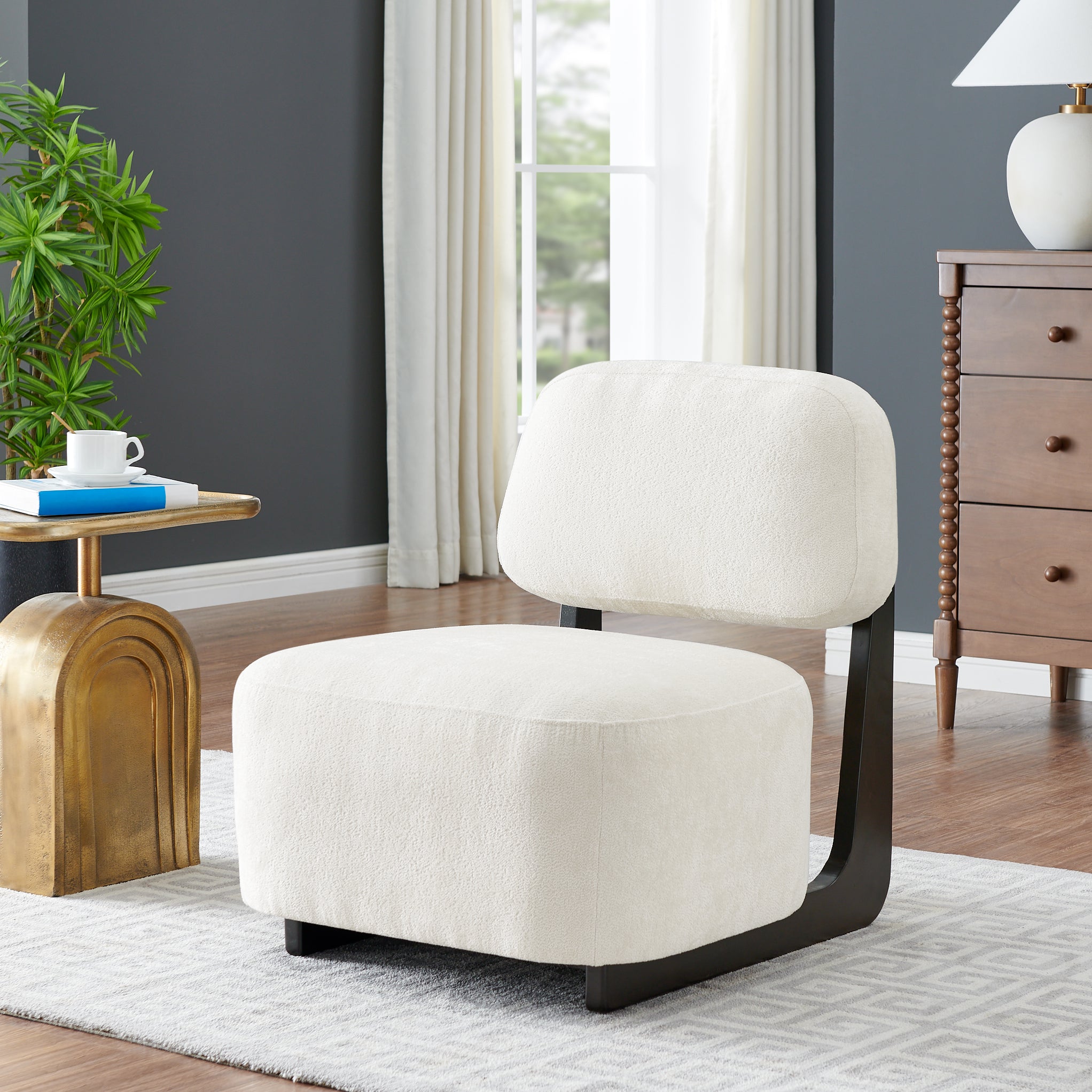 Solara Modern Accent Chair with Solid Wood Frame - Roundhill Furniture - Stylish Living Room Seating for Home & Office Decor