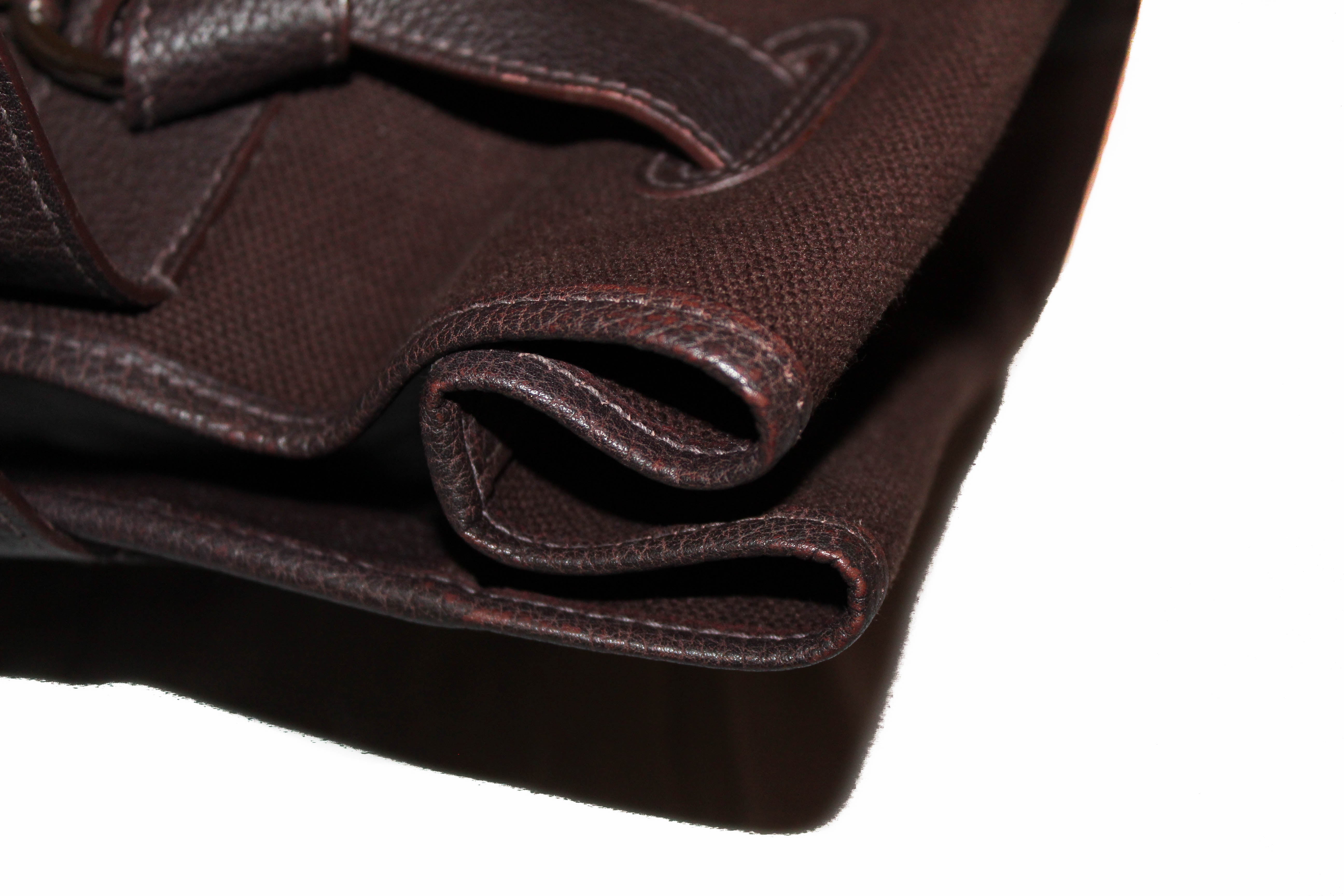 Authentic Hermes Dark Brown Canvas Ceinture MM Tote Handbag for Women - Luxury Designer Shoulder Bag for Work, Travel & Everyday Use
