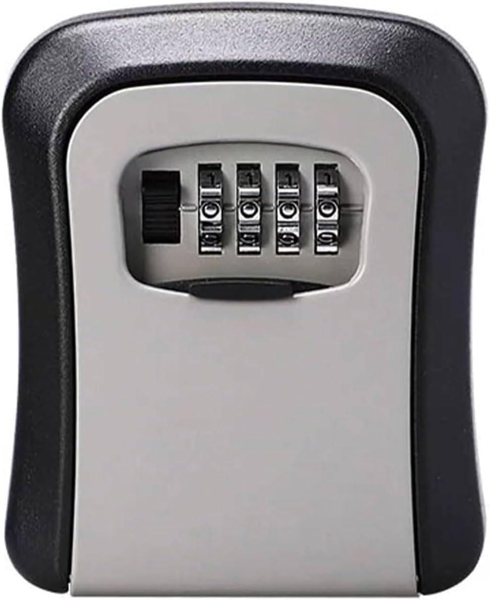 4 Digit Combination Lock Box - Indoor Outdoor Key Safe with Shackle for Home & Travel
