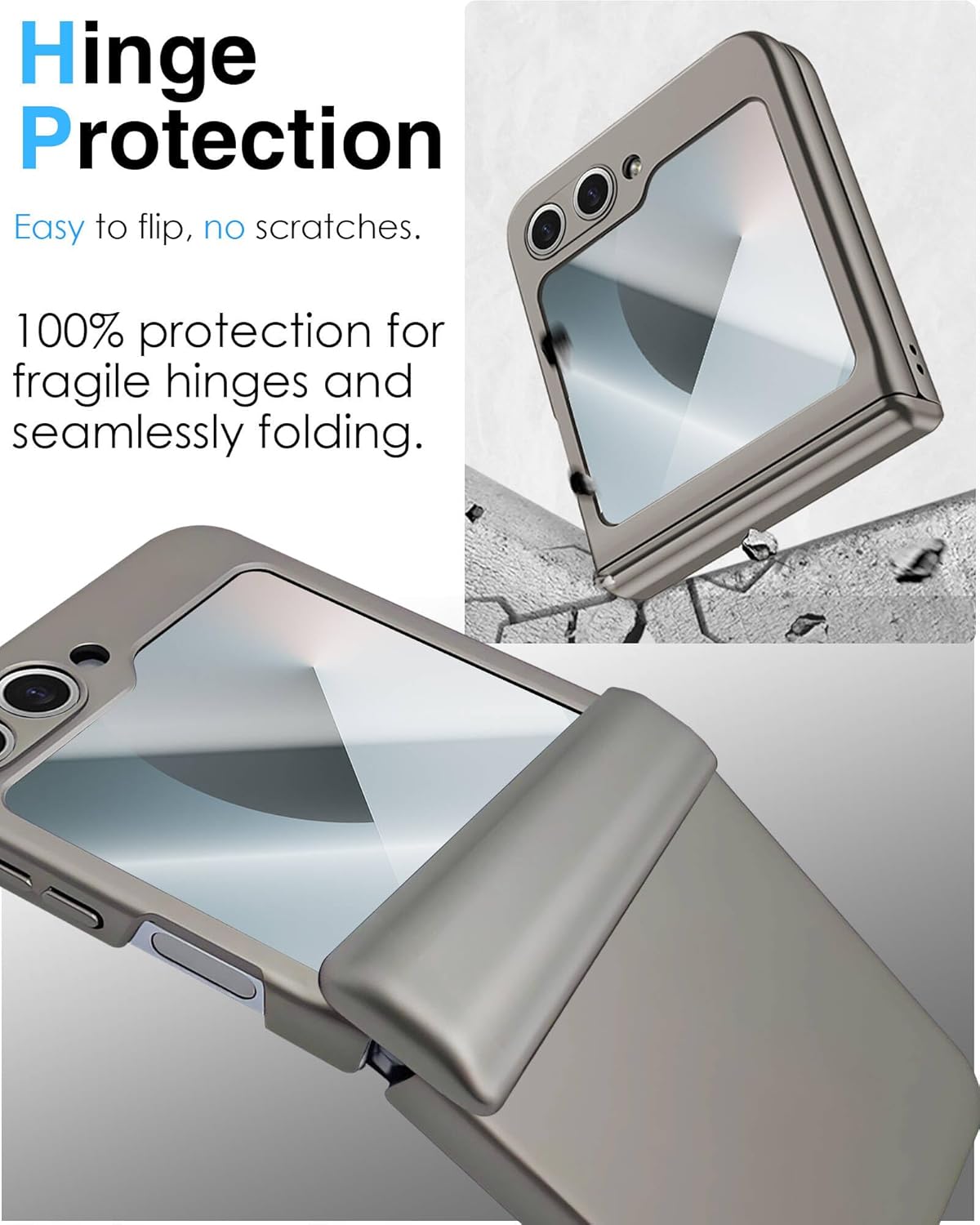 Samsung Galaxy Z Flip 6 Phone Case with Hinge Protection & Built-in Screen Protector | Shockproof Cover for Everyday Use & Travel