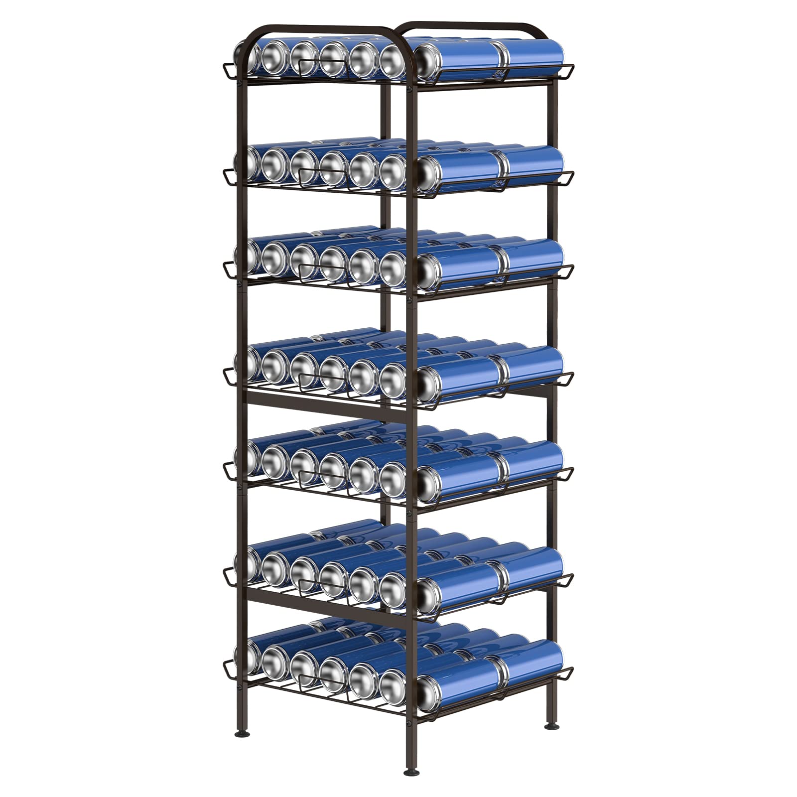 7-Tier Adjustable Metal Water Bottle Organizer Rack - Free Standing Vertical Drink Holder Shelf for Kitchen Pantry Storage | Bronze Finish | Perfect for Organizing Bottles, Cans & Beverages in Home, Office or Dorm