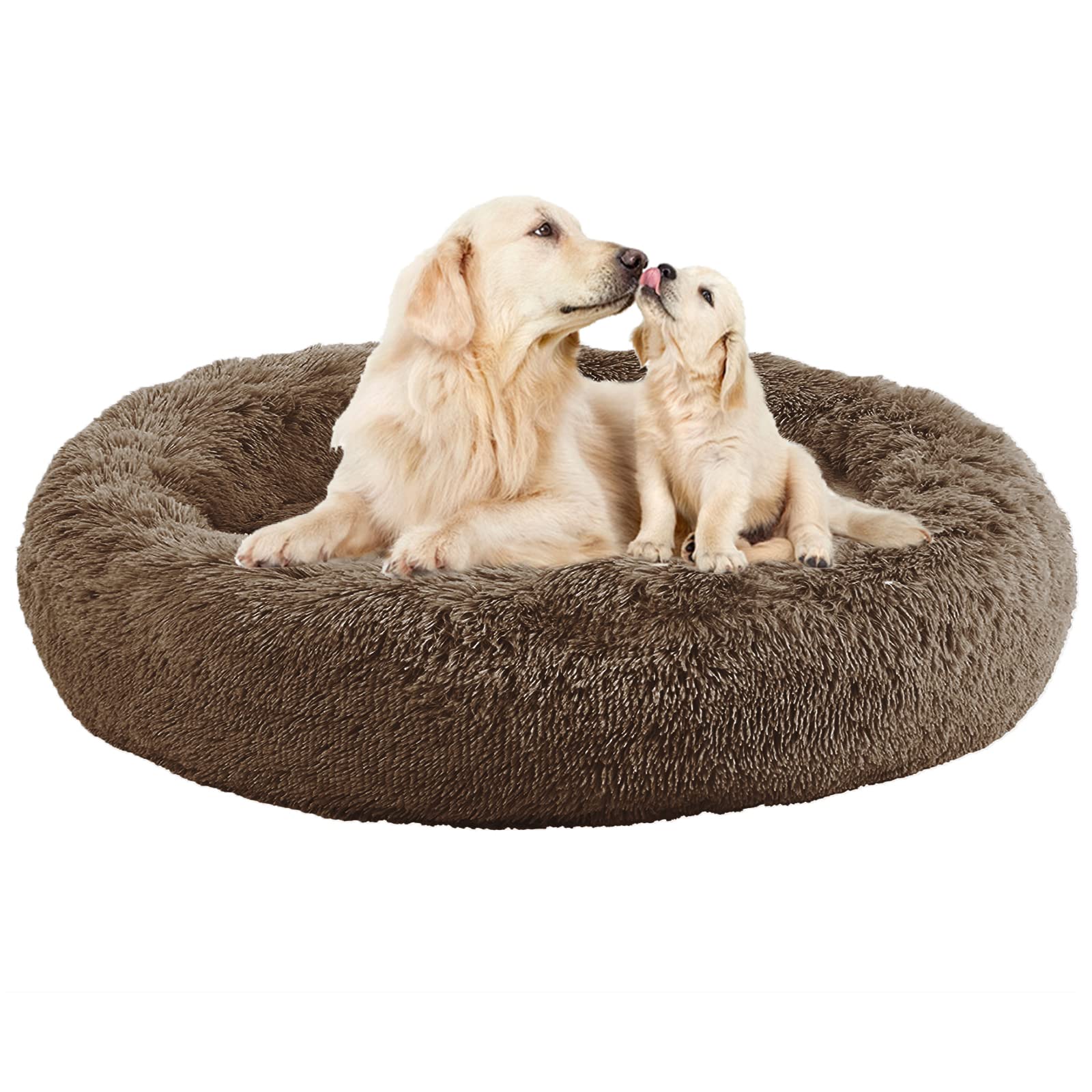 Nisrada 30 Inch Washable Round Dog Bed for Small Medium Large Dogs - Calming Soft Pet Bed with Non-Slip Bottom - Perfect for Puppies, Kittens & Pets in Living Room, Bedroom or Crate
