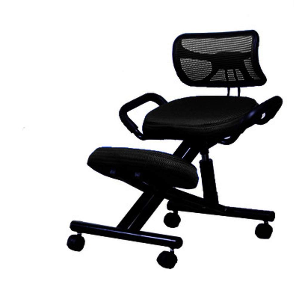 Ergonomic Kneeling Chair with Thick Cushion & Orthopedic Back Support - Adjustable Rolling Stool for Better Posture & Back Pain Relief - Black Mesh Design - Perfect for Office, Home Office & Meditation Use