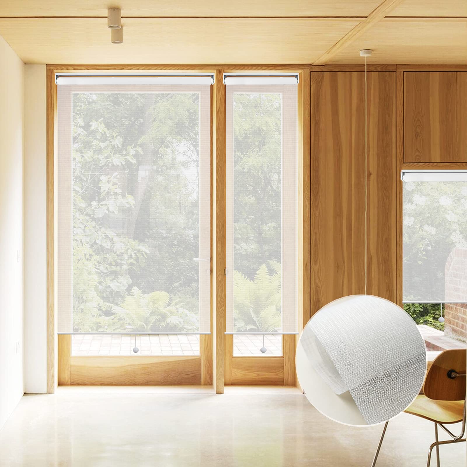 Cordless Roller Shades for Windows & Doors - Custom White Light Filtering Sheer Blinds with UV Protection | Perfect for Home, Office & Nursery | Easy Roll-Up Operation
