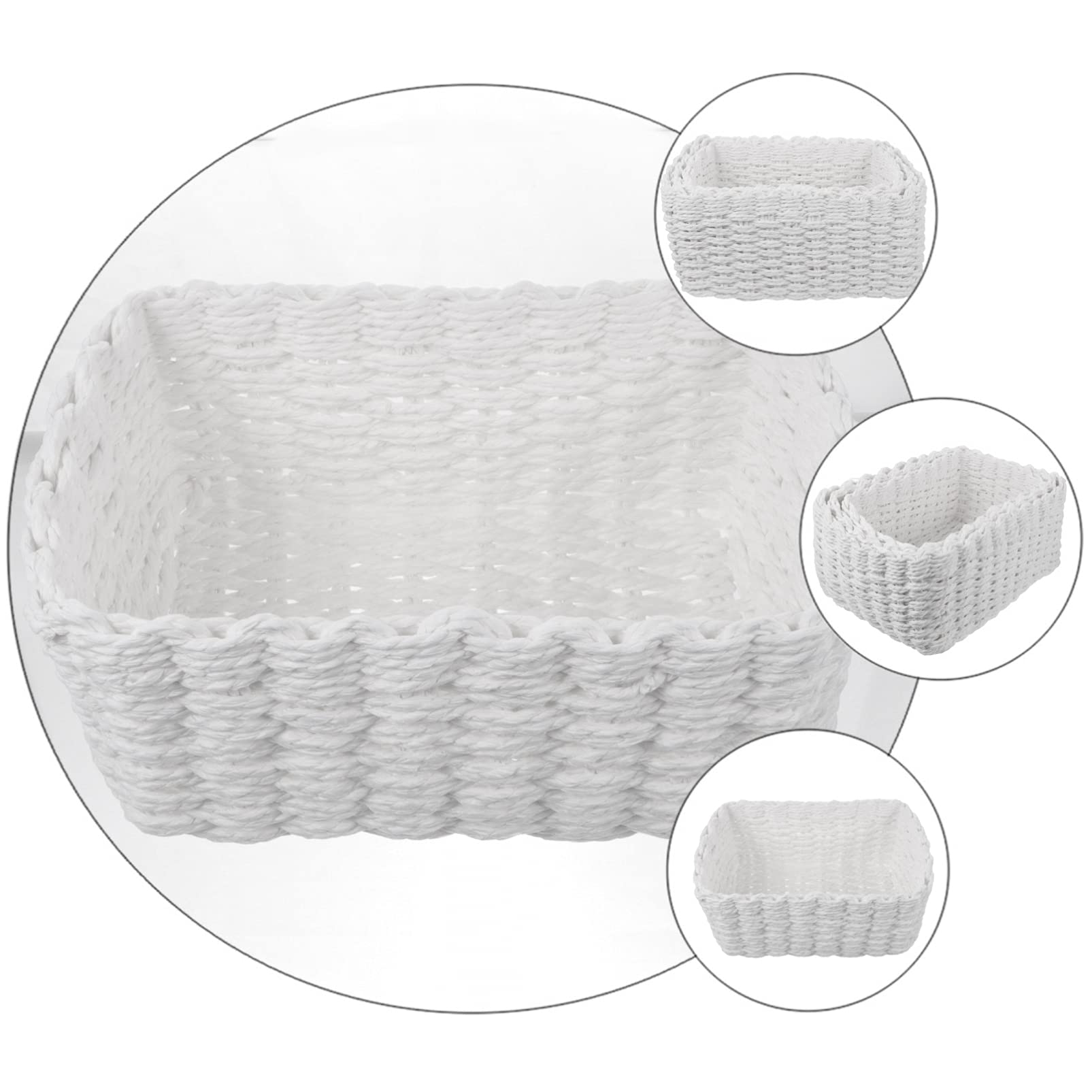 Hemoton 3-Piece Woven Seagrass Storage Baskets Set - Natural Rattan Organizing Bins for Home Decor, Bathroom, Bedroom & Office - Perfect for Cosmetic Storage, Towels, Blankets & Magazines