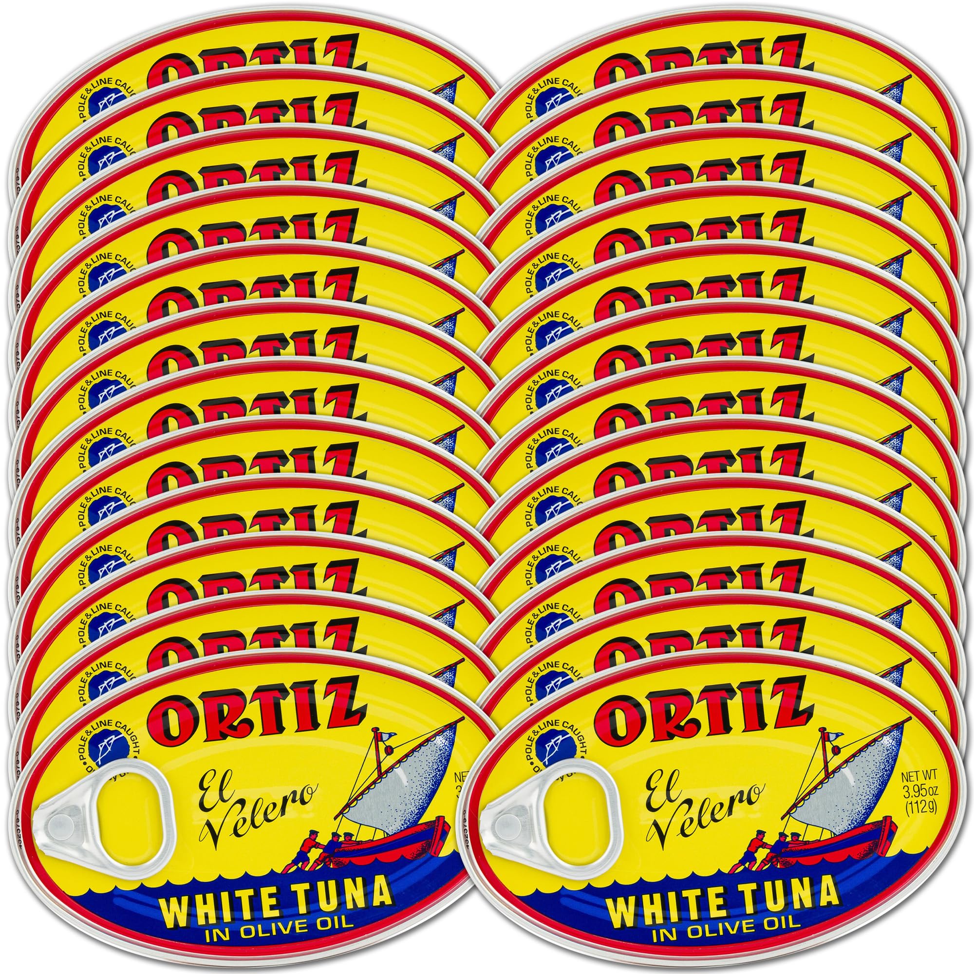 Premium Ortiz White Tuna in Olive Oil - Wild Caught Spanish Albacore, High Protein & Omega-3 Fatty Acids - Tender Slices Perfect for Salads, Pasta, Sandwiches & Tapas - No Mayo Needed - 3.95oz Cans (Pack of 24) - Ideal for Meal Prep, Keto & Mediterranean Diets