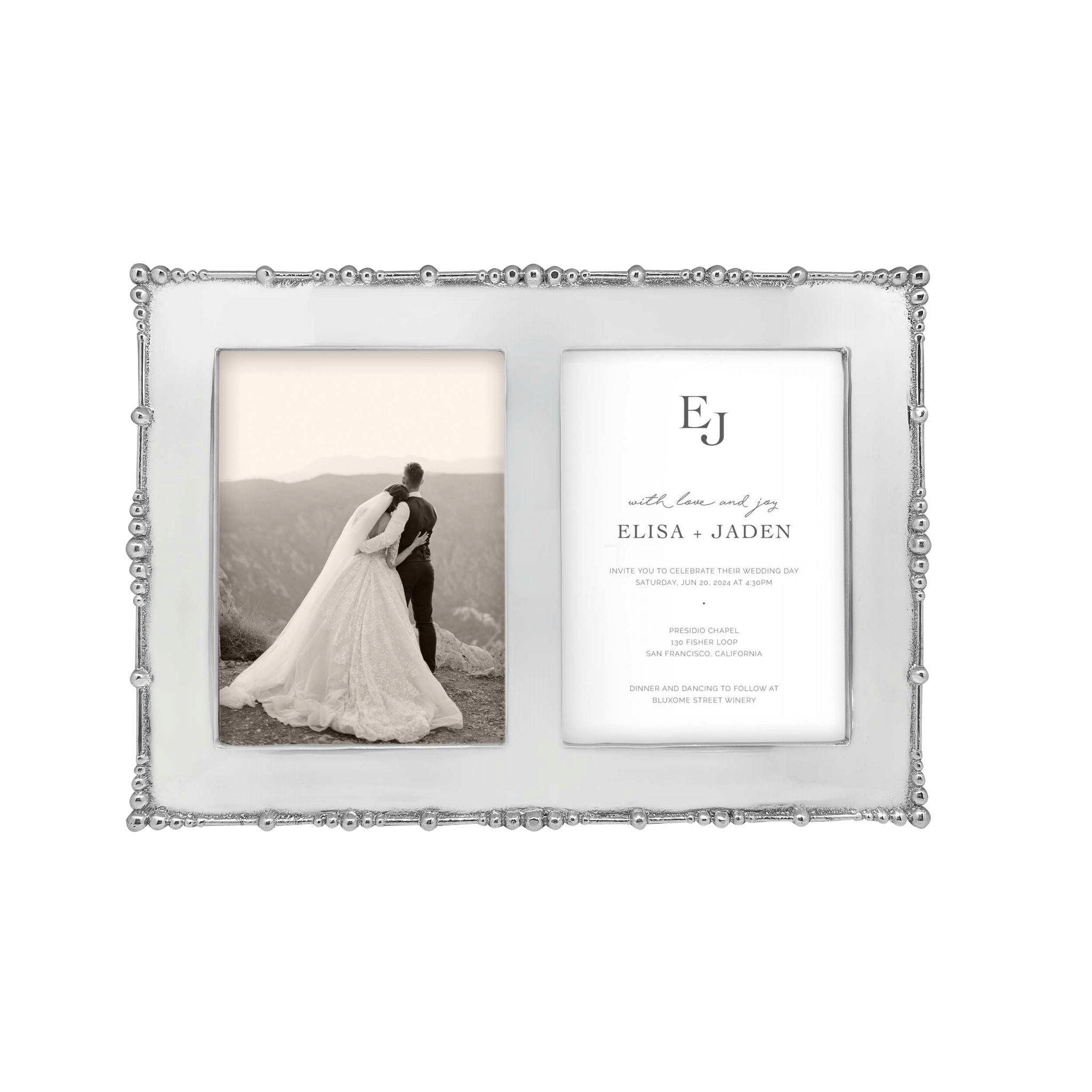 Personalized Pearl Drop 5x7 Double Photo Frame - Engravable Keepsake for Wedding, Anniversary & Family Memories - Perfect for Home Decor & Gift Giving