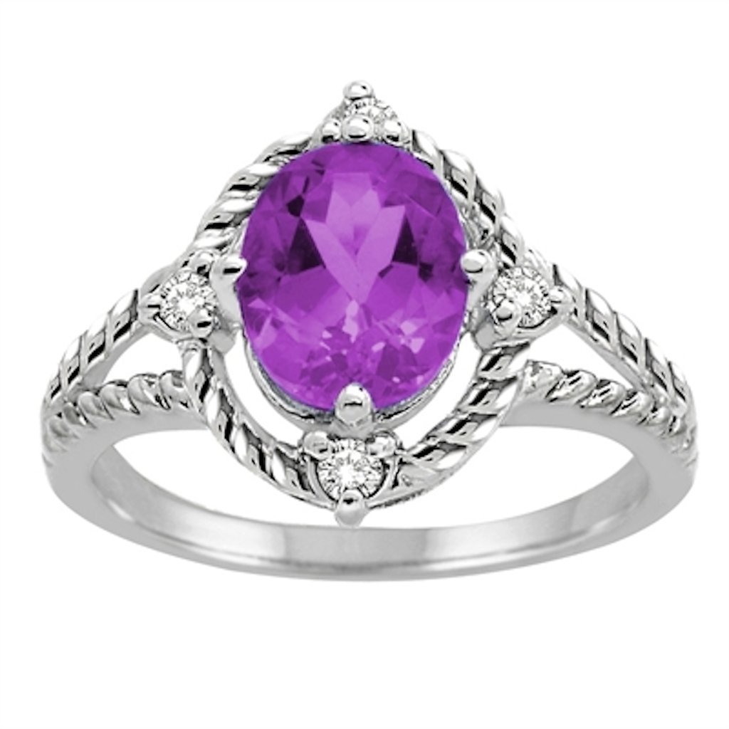 10K Gold Amethyst and Diamond Ring for Women – Elegant Jewelry for Engagement, Wedding & Special Occasions