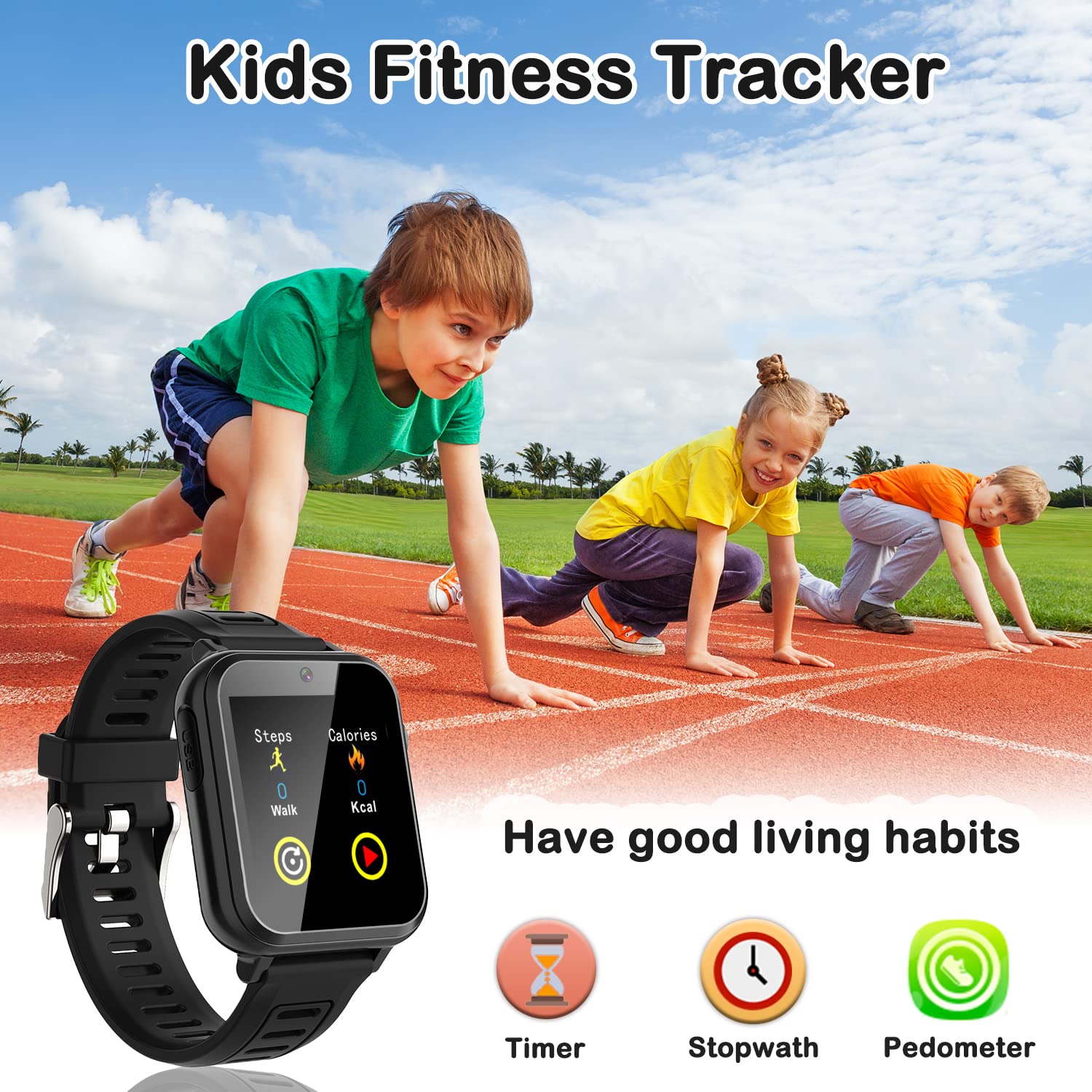 **Smart Watch for Kids with 24 Puzzle Games, HD Touchscreen, Camera, Music Player, Pedometer & Alarm Clock – Perfect Gift for Boys & Girls Ages 4-12 – Ideal for Learning, Play & Outdoor Activities**