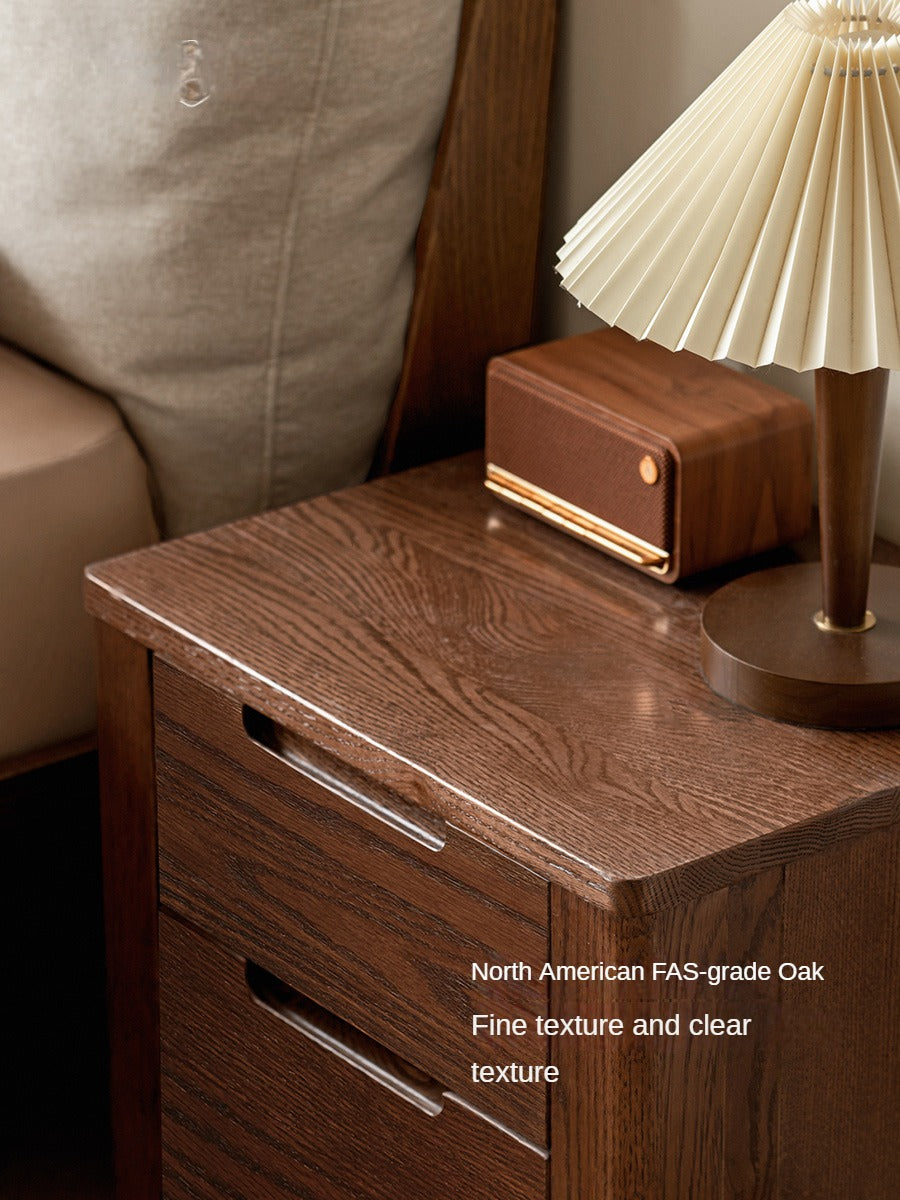 Solid Oak Wood Nightstand - Scandinavian Modern Bedside Table for Bedroom, Living Room & Nursery - Stylish & Durable Storage Solution