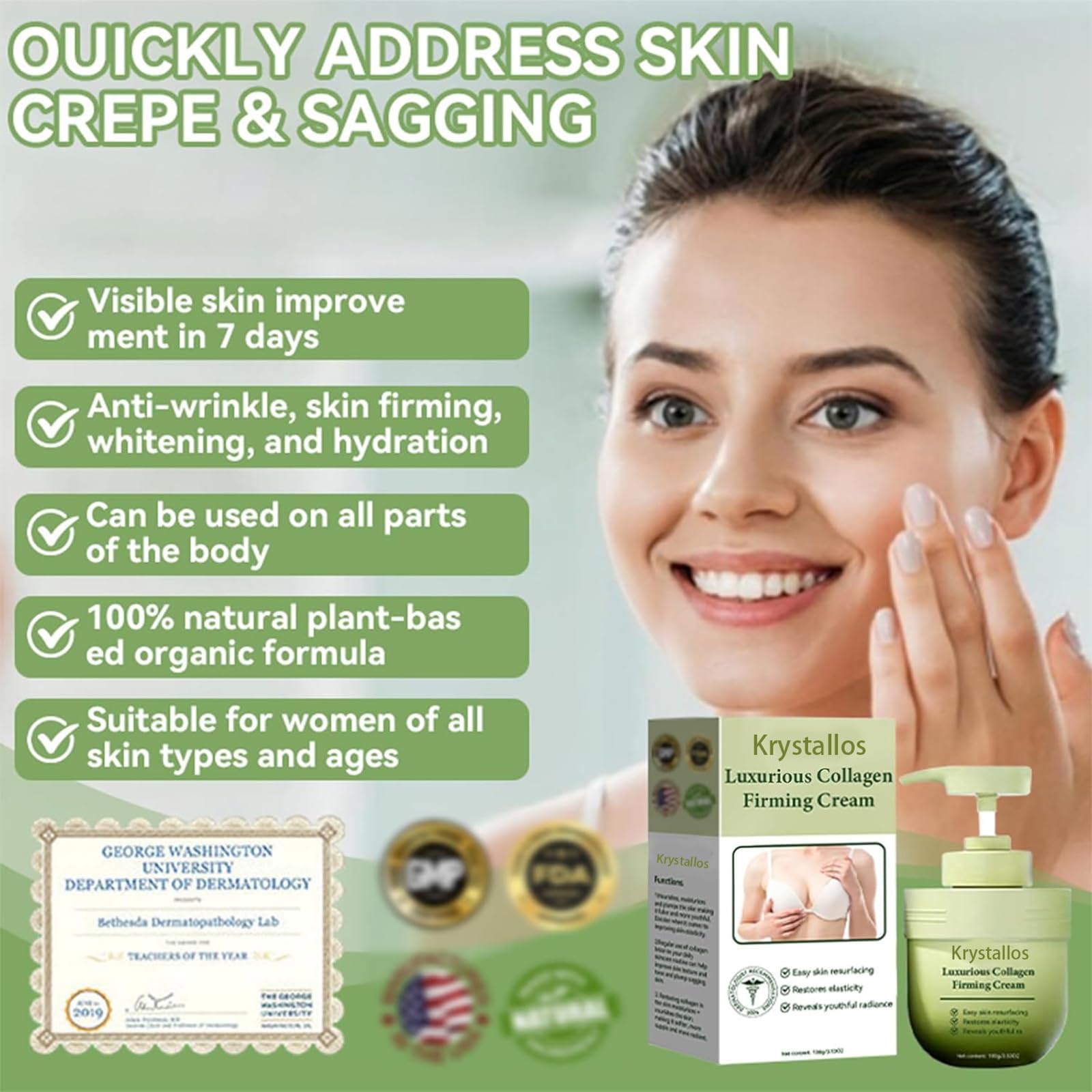 1PC Divglow Luxurious Collagen Firming Cream - Anti-Aging Face Moisturizer & Body Lotion for Skin Tightening, Elasticity Restoration & Resurfacing | 3.5 oz | Perfect for Daily Skincare Routine & Nighttime Rejuvenation