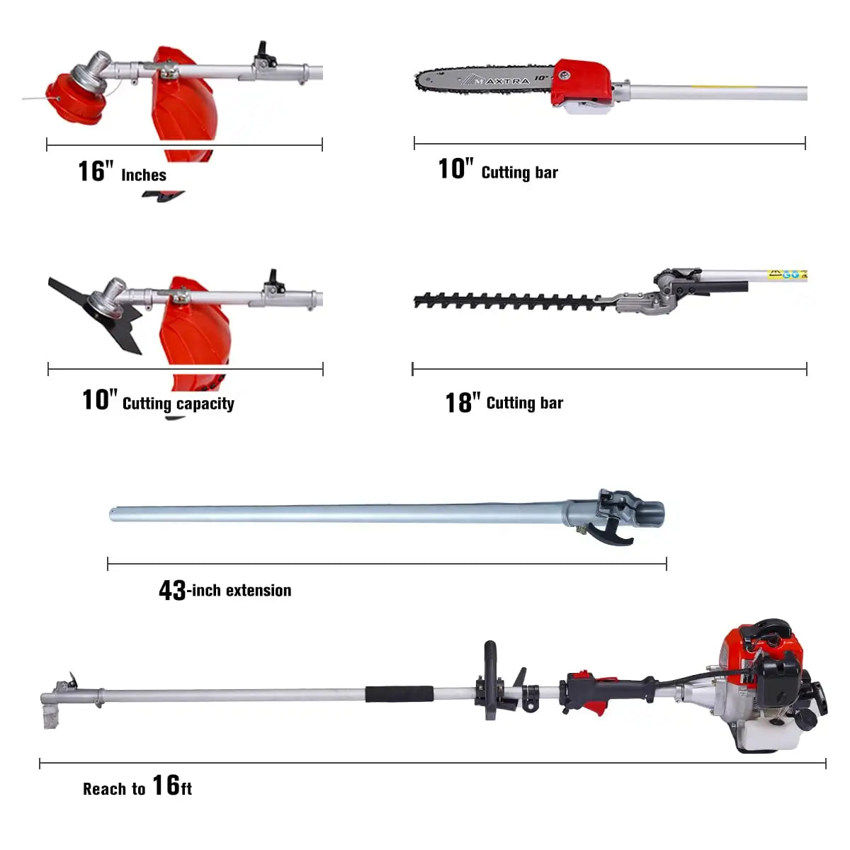 MAXTRA Gas Pole Chainsaw Hedge Trimmer - 20 Inch Cordless Tree Trimmer with 2-Cycle Engine for Professional Landscaping, Tree Pruning & Yard Maintenance | Perfect for Garden, Farm & DIY Projects