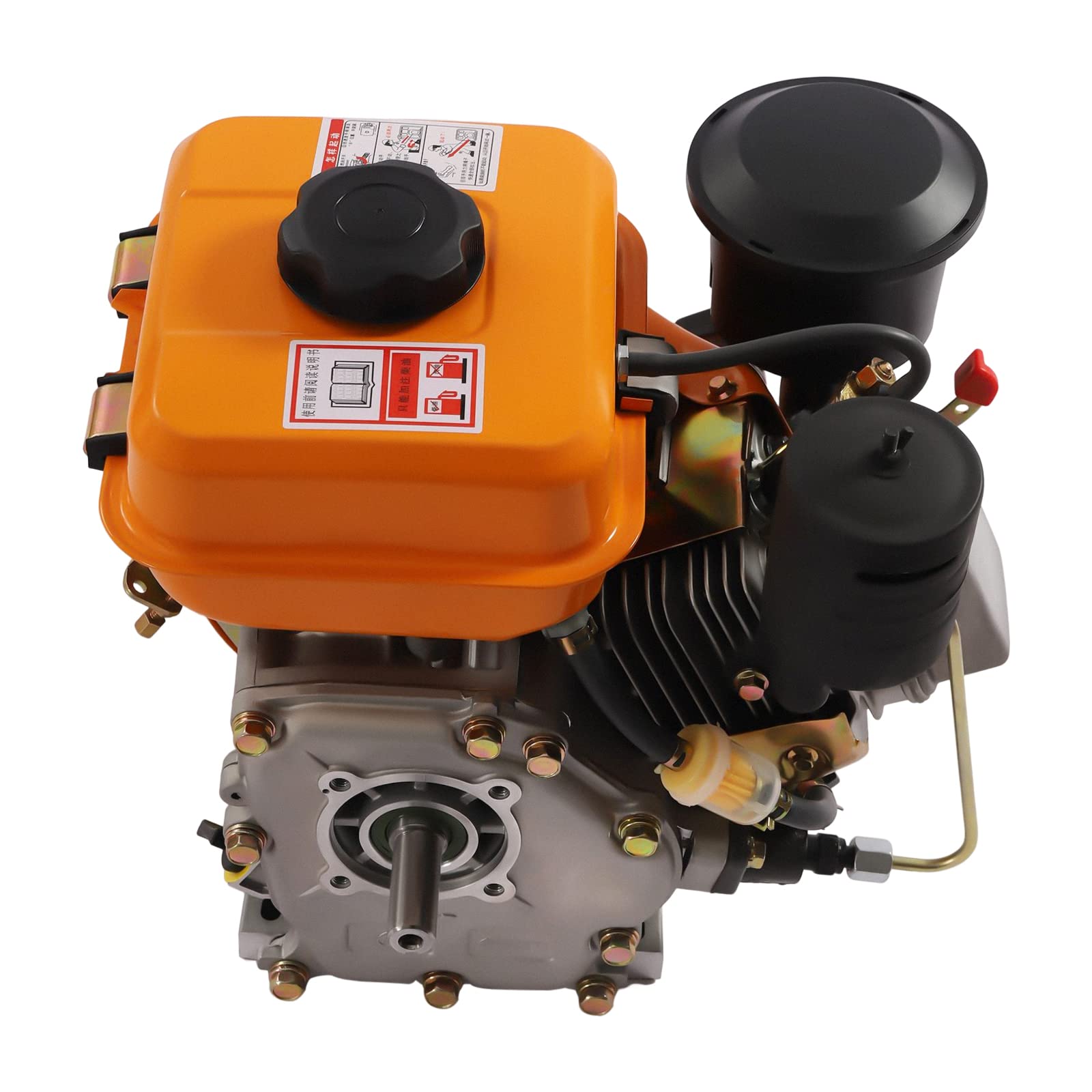 TBVECHI 196cc Single Cylinder Vertical Diesel Engine - 2.2kw Air Cooled with Vortex Oil System for Drainage Machines & Water Pumps (Orange) - Ideal for Agricultural, Construction & Emergency Flood Control Applications