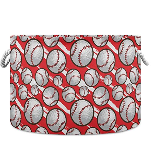Visesunny Abstract Baseball Pattern Collapsible Fabric Laundry Basket - Foldable Storage Bin for Clothes, Toys & Organizing - Perfect for Bathroom, Bedroom, Nursery, Closet & Office Use