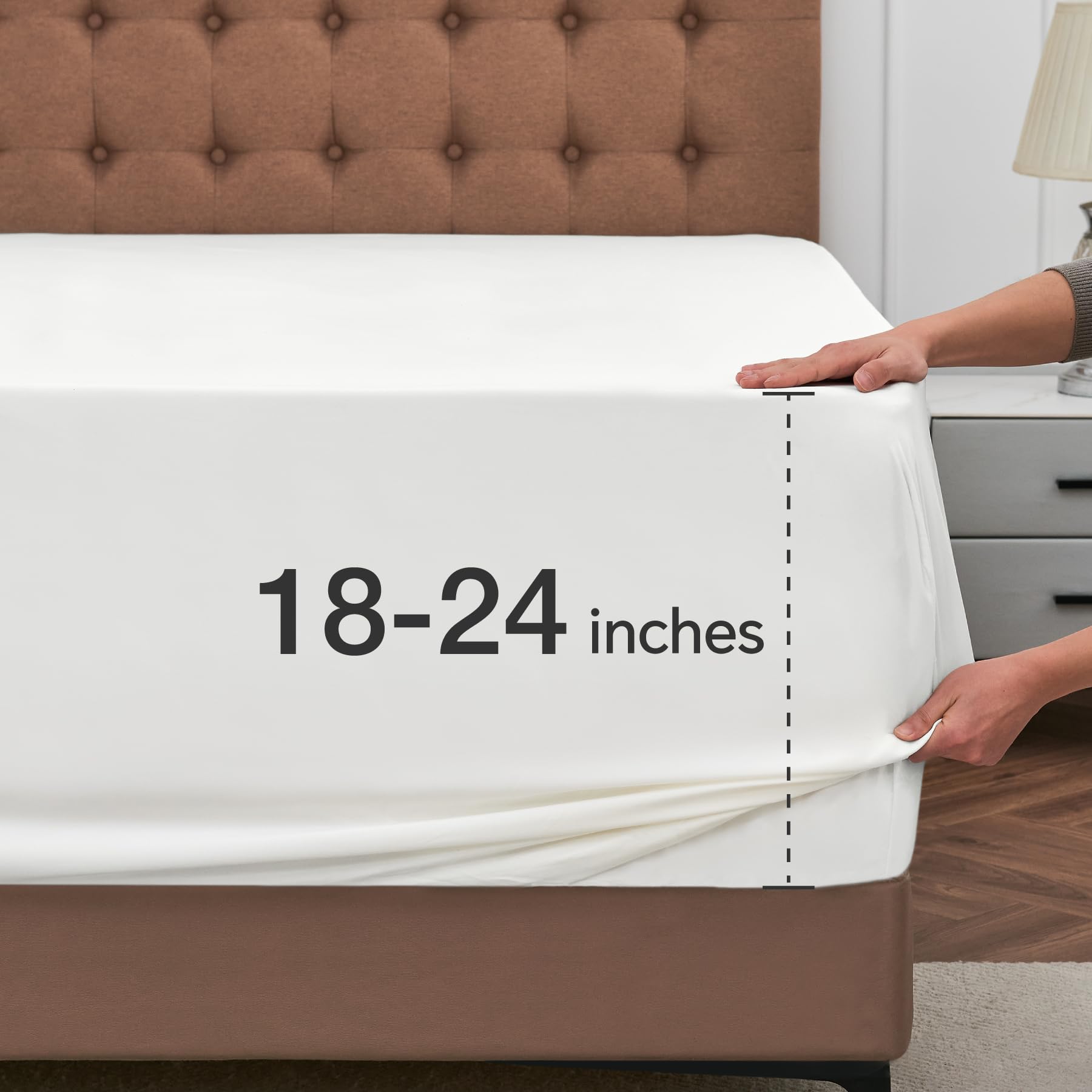 Extra Deep Queen Fitted Sheet - 18 to 24 Inch Deep Pocket Fitted Sheet for Queen Size Mattress, Ultra Soft & Breathable Bottom Sheet (60