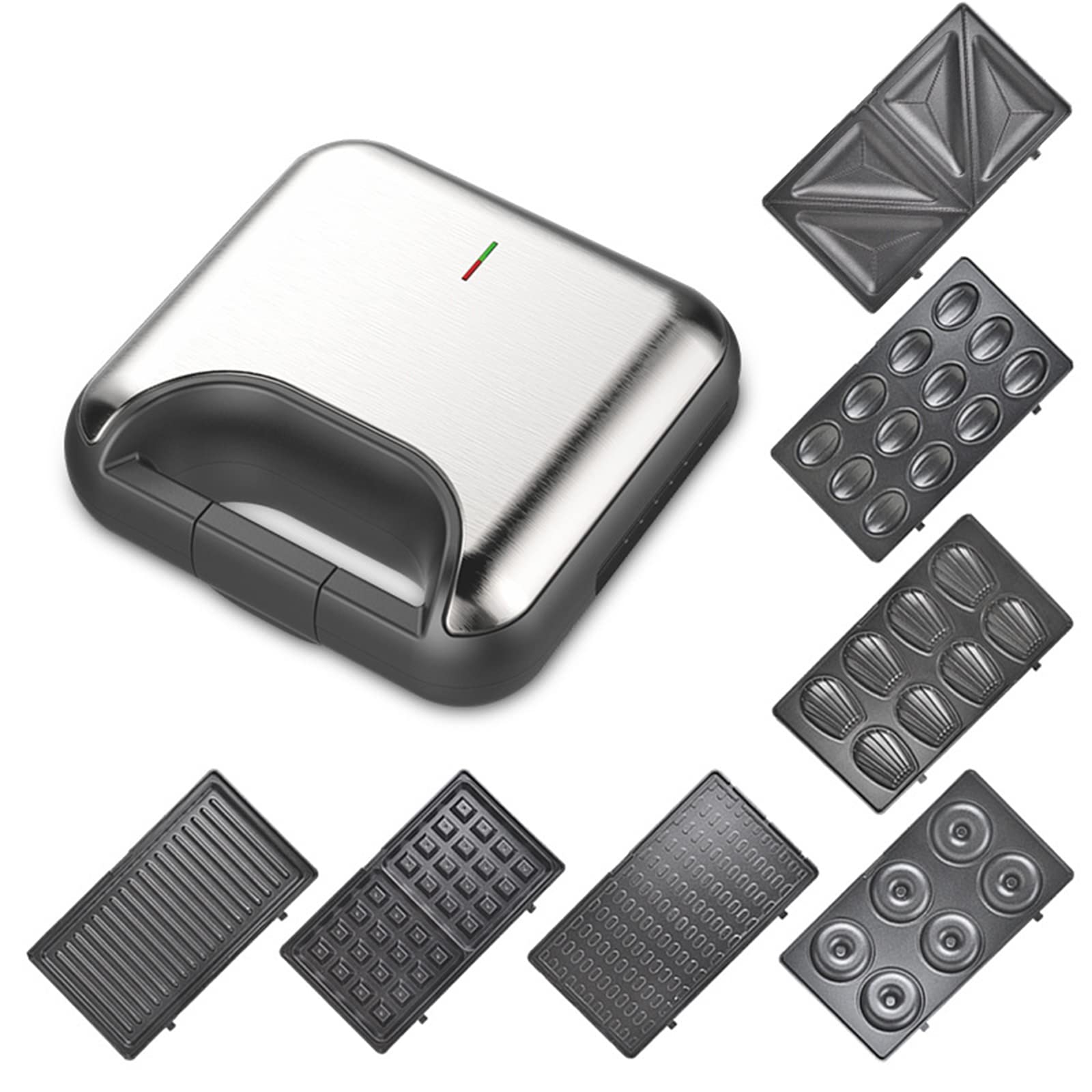 VGAGV 7-in-1 Sandwich Maker & Belgian Waffle Maker - 800W Electric Panini Press Grill with Double-Sided Quick Heating System, Detachable Non-Stick Plates for Deep Fill - Perfect for Breakfast, Brunch, and Family Gatherings