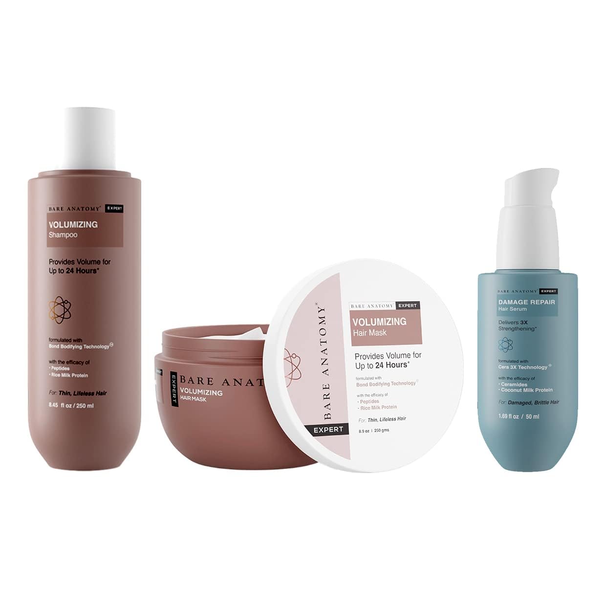 Volumizing Shampoo for Thin & Flat Hair - 24 Hour Volume with Rich Milk Protein | Strengthening & Bouncy Hair Care Set (Shampoo + Hair Mask + Repair Serum) for Men & Women | Perfect for Daily Use, Special Occasions & Salon-Like Results at Home