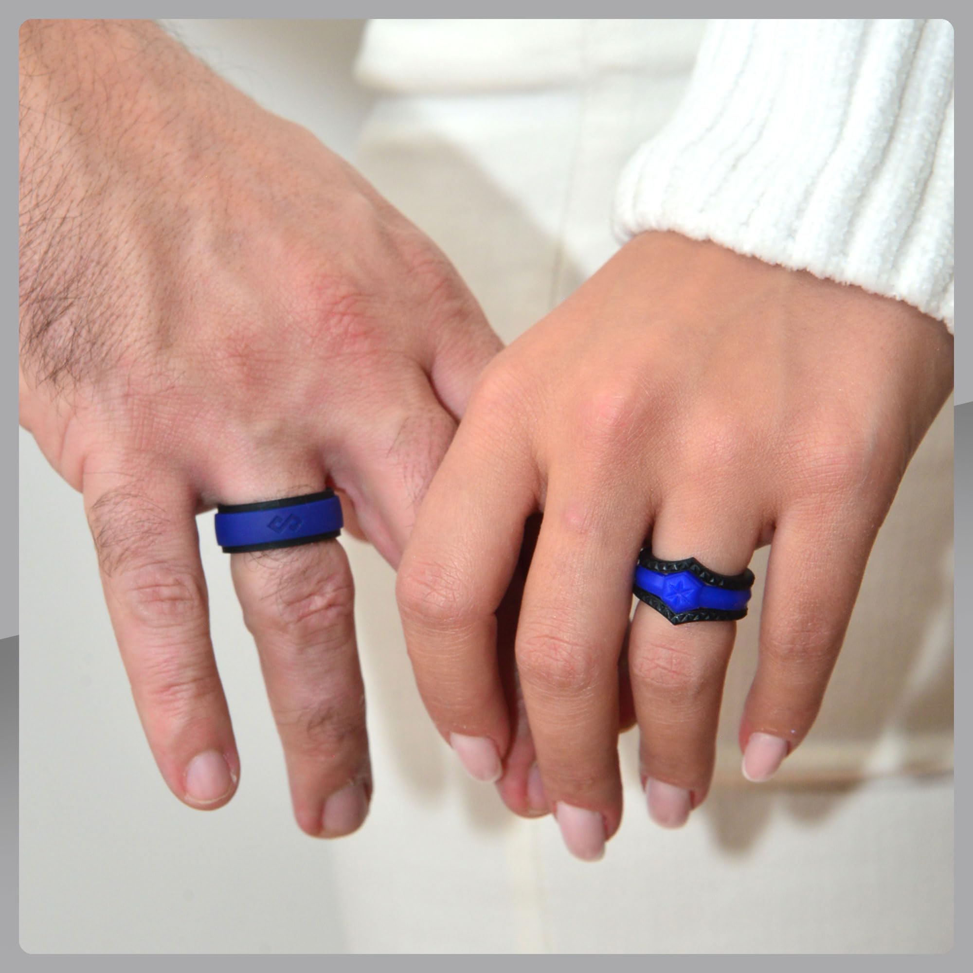 Rinfit Matching Silicone Wedding Bands for Couples - His and Hers Ring Sets Black/Red - Durable Comfort Fit Silicone Rings for Active Lifestyles - Gym, Swimming, Travel & Everyday Wear