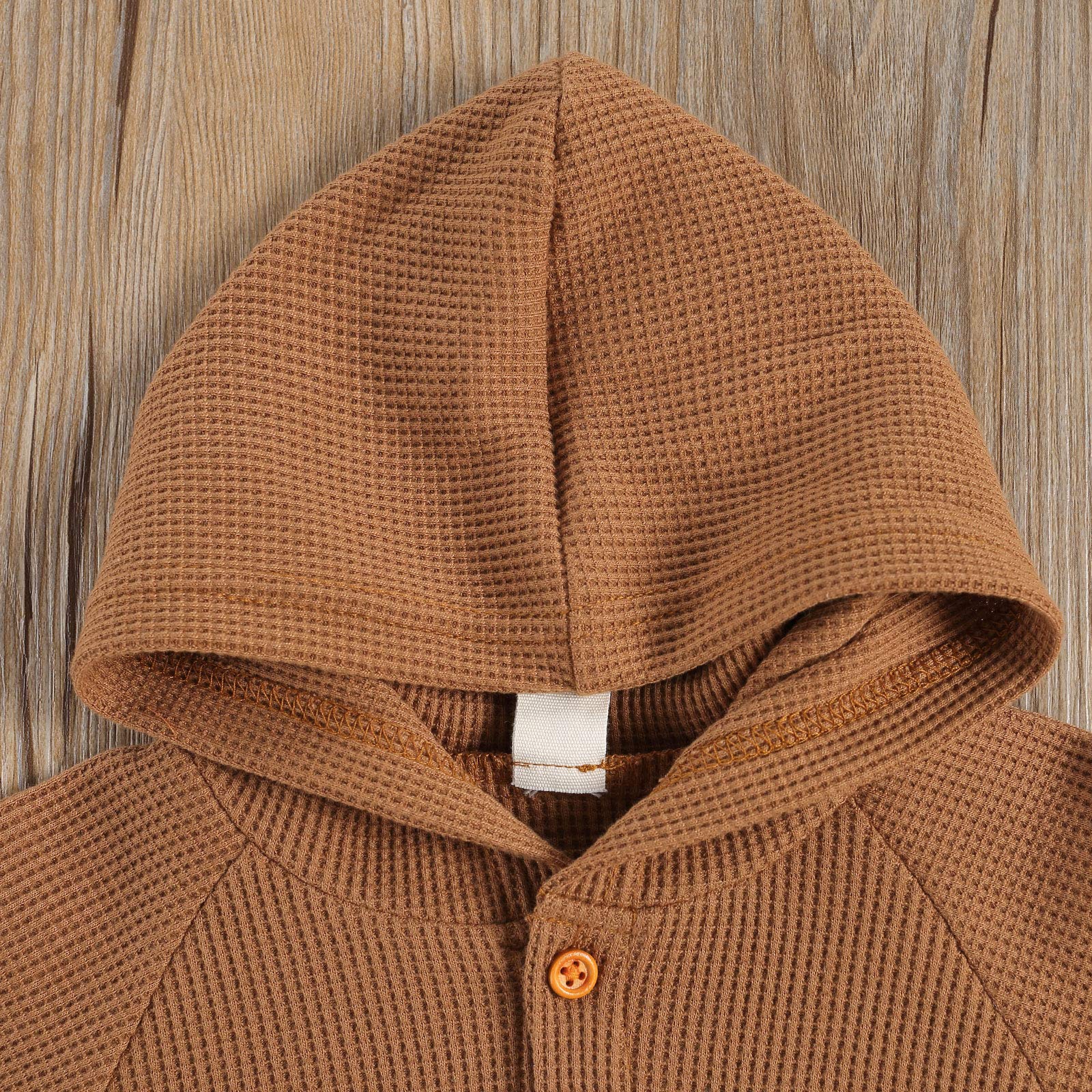 Ynibbim Winter Newborn Baby Romper - Unisex Hooded Jumpsuit with Waffle Cotton & Button Closure - Cozy Outfit for Infants Boys & Girls - Perfect for Family Photos, Holiday Gifts & Winter Outings