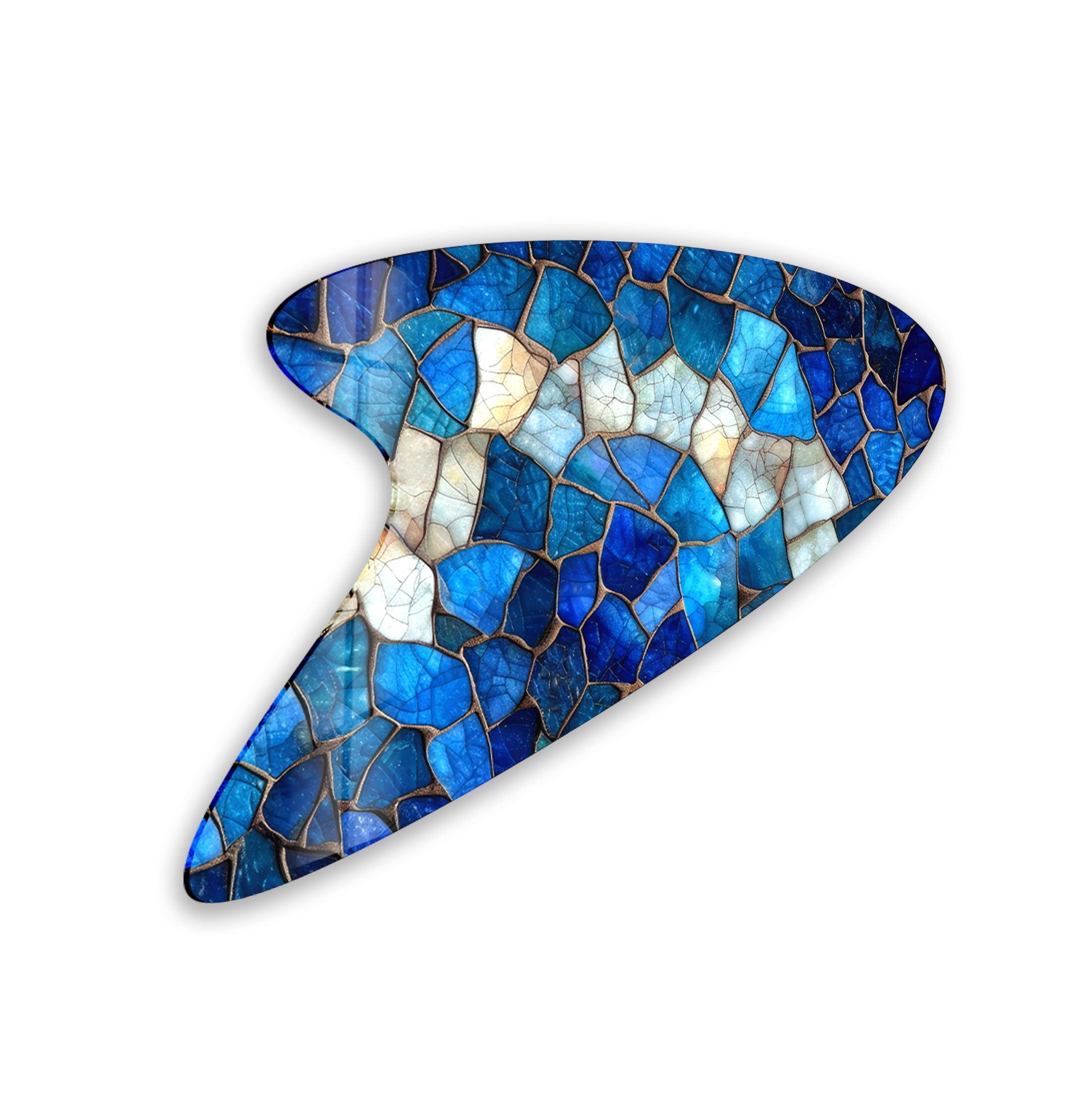 Blue Stained Glass Wall Art - Handcrafted Decorative Panel for Living Room, Bedroom & Office Decor - Perfect for Home & Business Interior Design