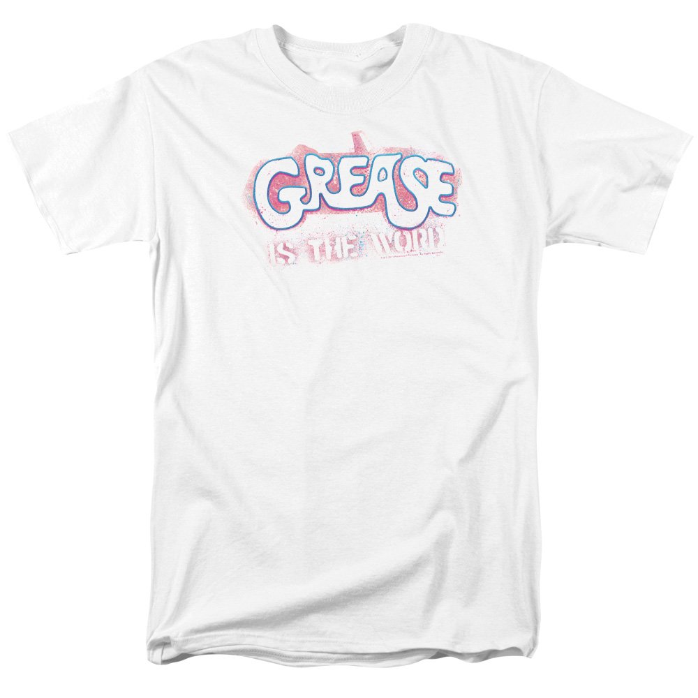 Grease The Word Classic Men's T-Shirt - X-Large White Cotton Tee for Casual Wear & Movie Fans