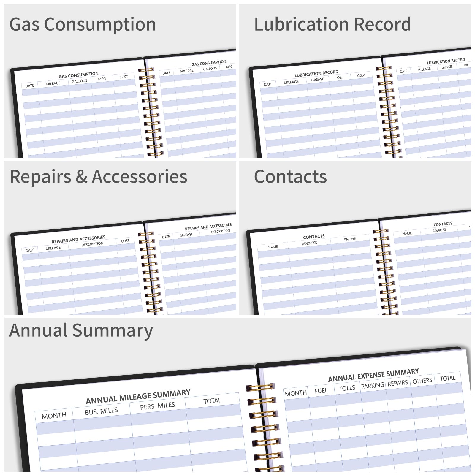 Auto Mileage Log Book for Car & Vehicle Maintenance - 6.1×8.4