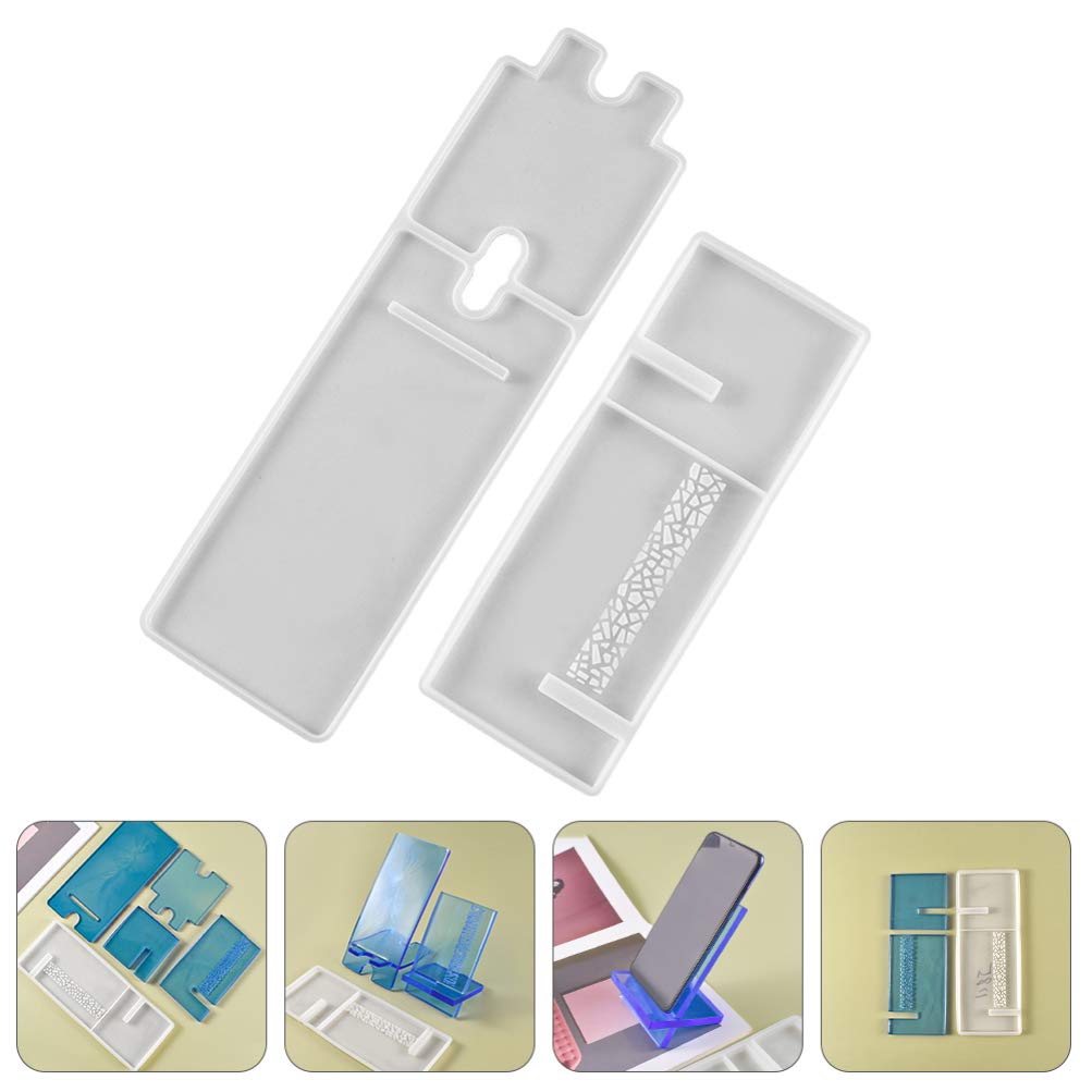 EXCEART 2-Pack Silicone Phone Stand Mold for Resin DIY Craft - Universal Holder for Smartphones & Tablets - Perfect for Home, Office, and Crafting Projects