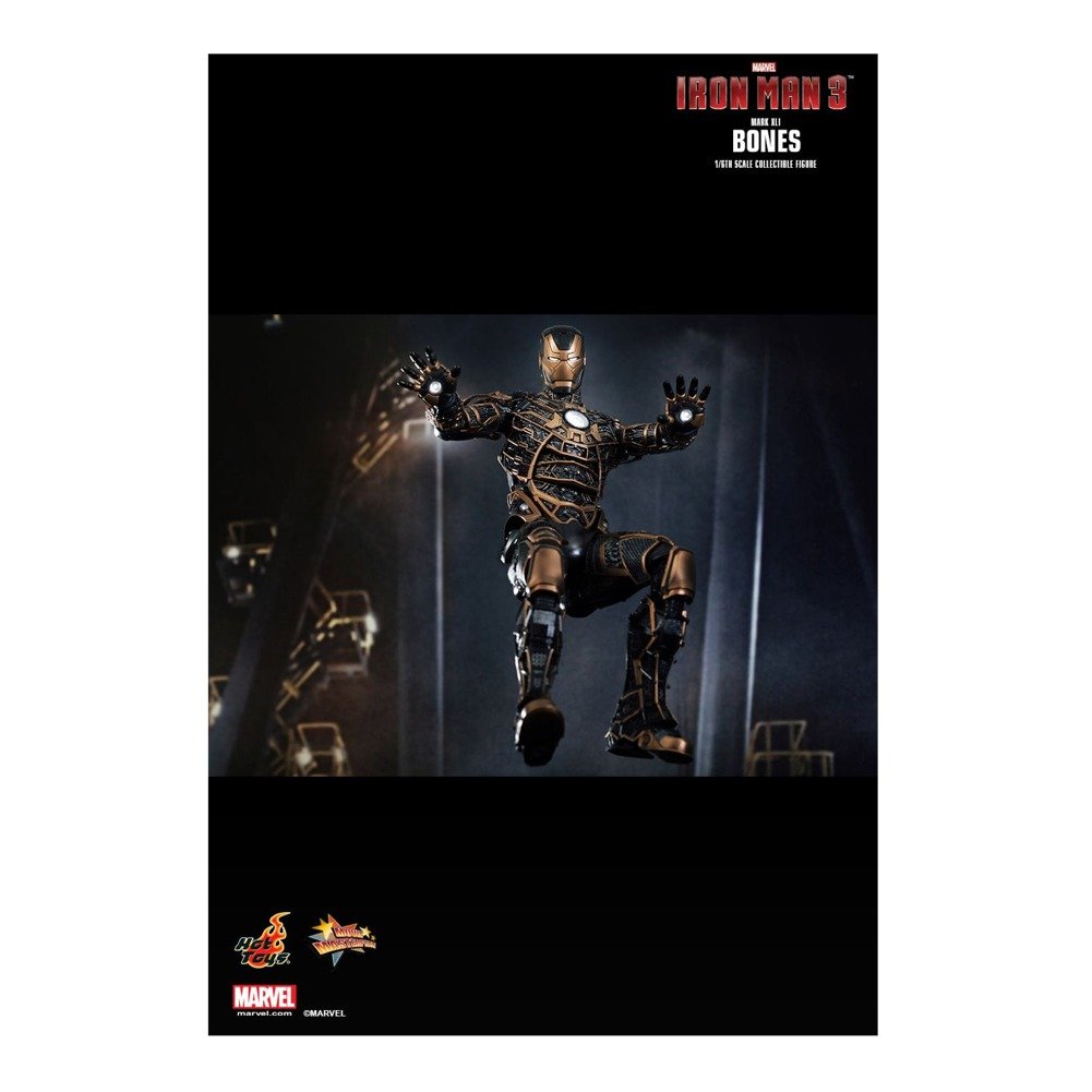 Hot Toys Iron Man Mark 41 Bones 1/6 Scale Collectible Action Figure - Movie Masterpiece from Iron Man 3 | Perfect for Marvel Fans, Display Collections & Superhero Decor