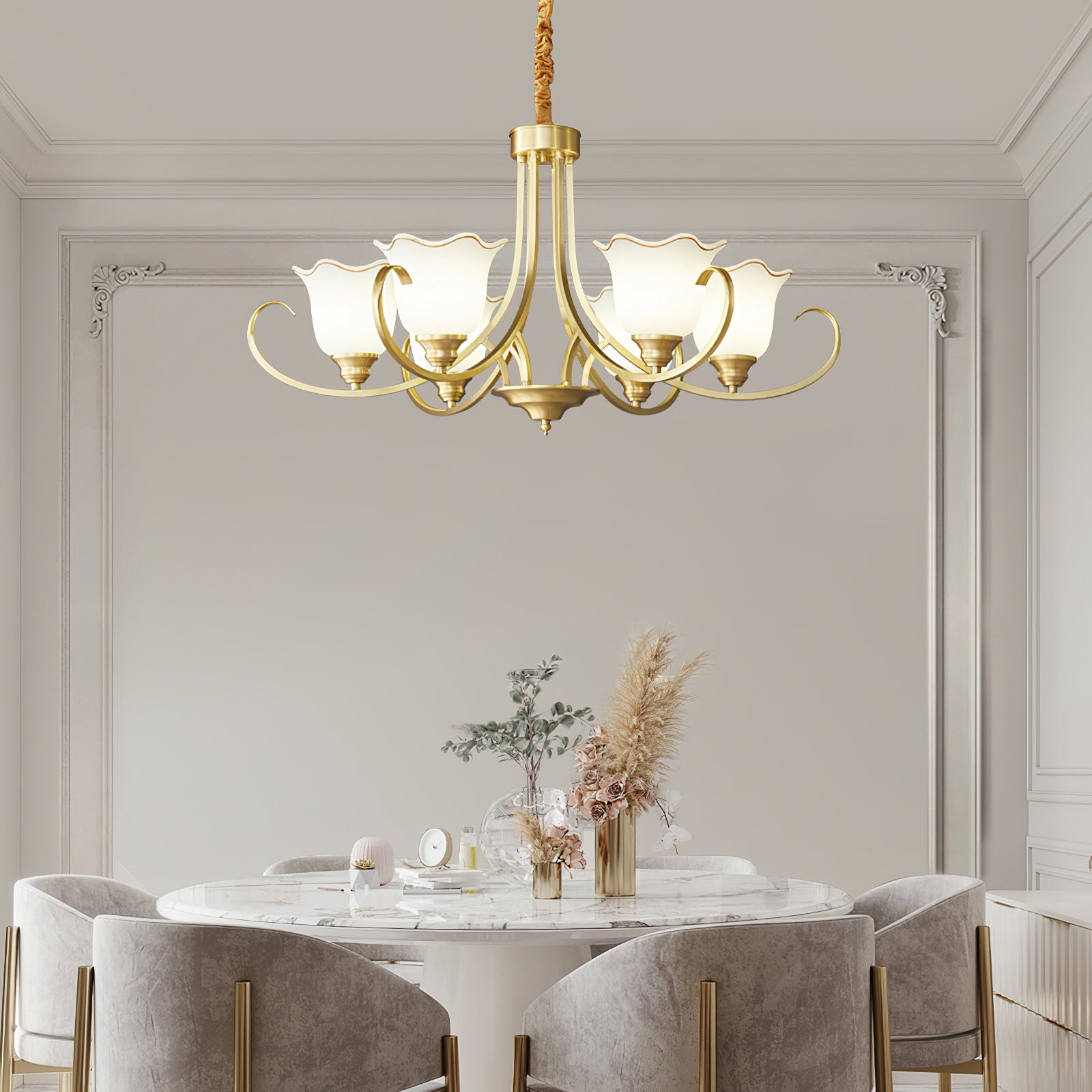 Elegant Blooming Flower Glass Chandelier - Modern Crystal Ceiling Light Fixture for Dining Room, Bedroom & Living Room Decor