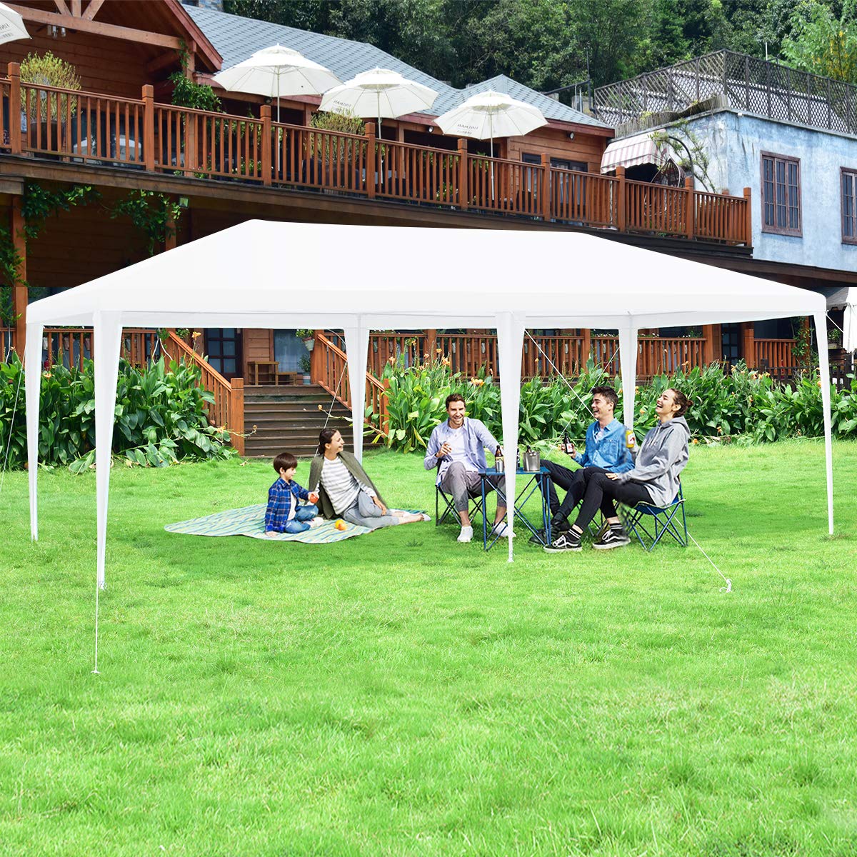 ORALNER 10'x20' White Outdoor Canopy Tent with 6 Removable Sidewalls & Carrying Bag - Heavy Duty Wedding Party Tent, Camping Gazebo Pavilion for Patio, Garden, Backyard - Perfect for Outdoor Events, Picnics, and Family Gatherings