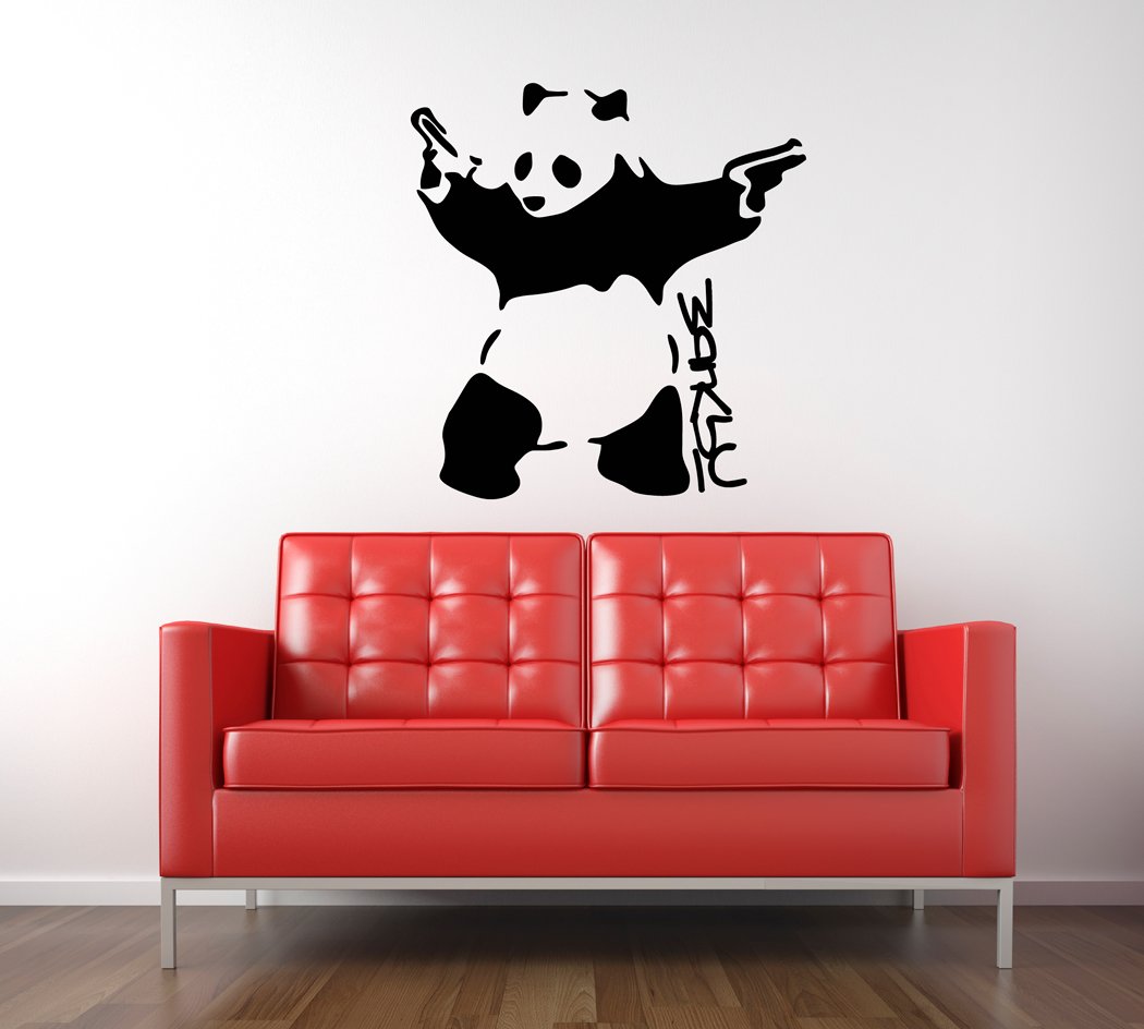 Banksy Panda with Guns Graffiti Wall Sticker - 24x23 Inch Urban Street Art Decal for Home, Office & Dorm Room Decor