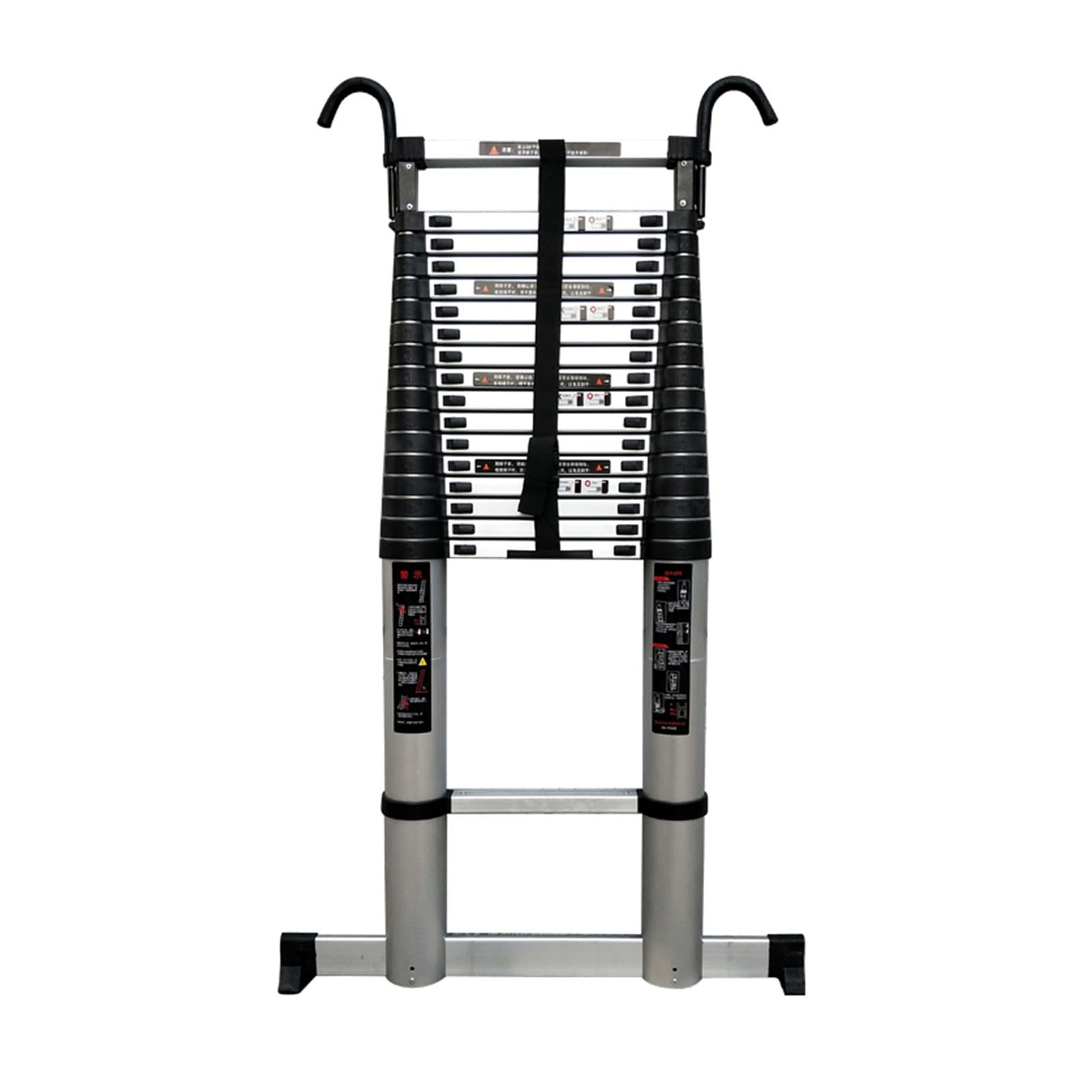 PAIFA Telescoping Ladder 10.5Ft/3.2M - Heavy Duty Aluminum Alloy Folding Loft Ladder with Safety Hooks | Single-Sided Straight Extension Ladder for Home, Warehouse & Construction Use