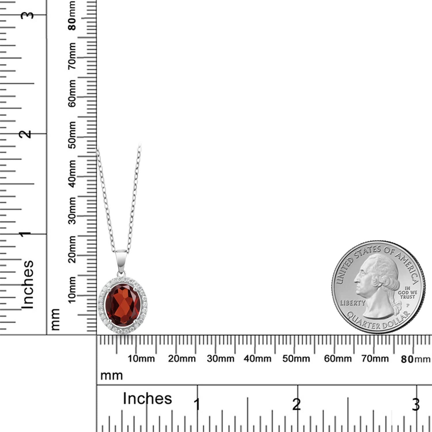 925 Sterling Silver 11X9MM Oval Birthstone & White Moissanite Halo Pendant Necklace for Women | 18 Inch Chain | Elegant Gift for Birthday, Anniversary & Special Occasions