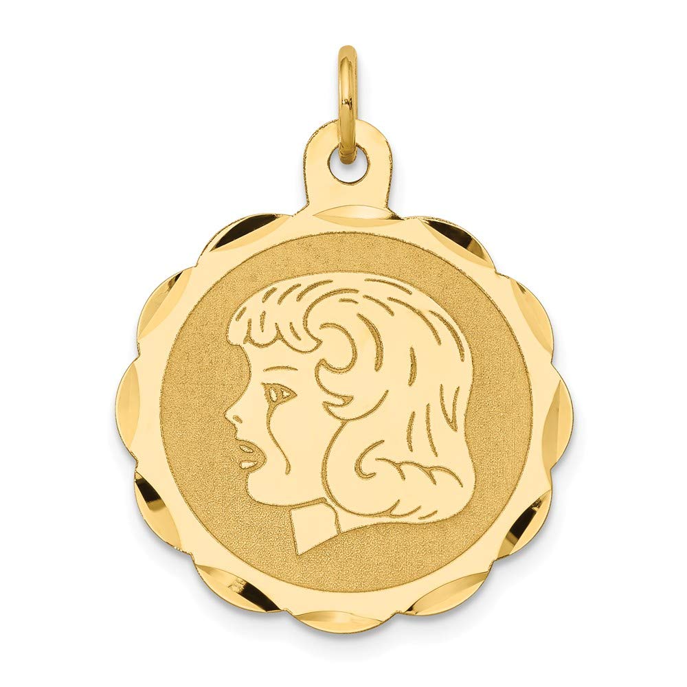 FJC Finejewelers 14k Yellow Gold Engravable Scalloped Disc Charm - .011 Gauge Head-On Design for Necklaces & Bracelets - Perfect for Personalized Gifts & Special Occasions