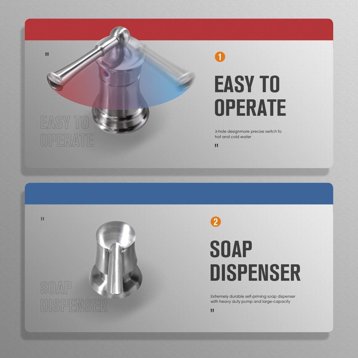 APPASO Brushed Nickel 3-Hole Kitchen Faucet with Pull Down Sprayer - High Arc Stainless Steel Sink Faucet with Soap Dispenser & Separate Handle - Perfect for Modern Kitchens & Restaurant Prep Stations