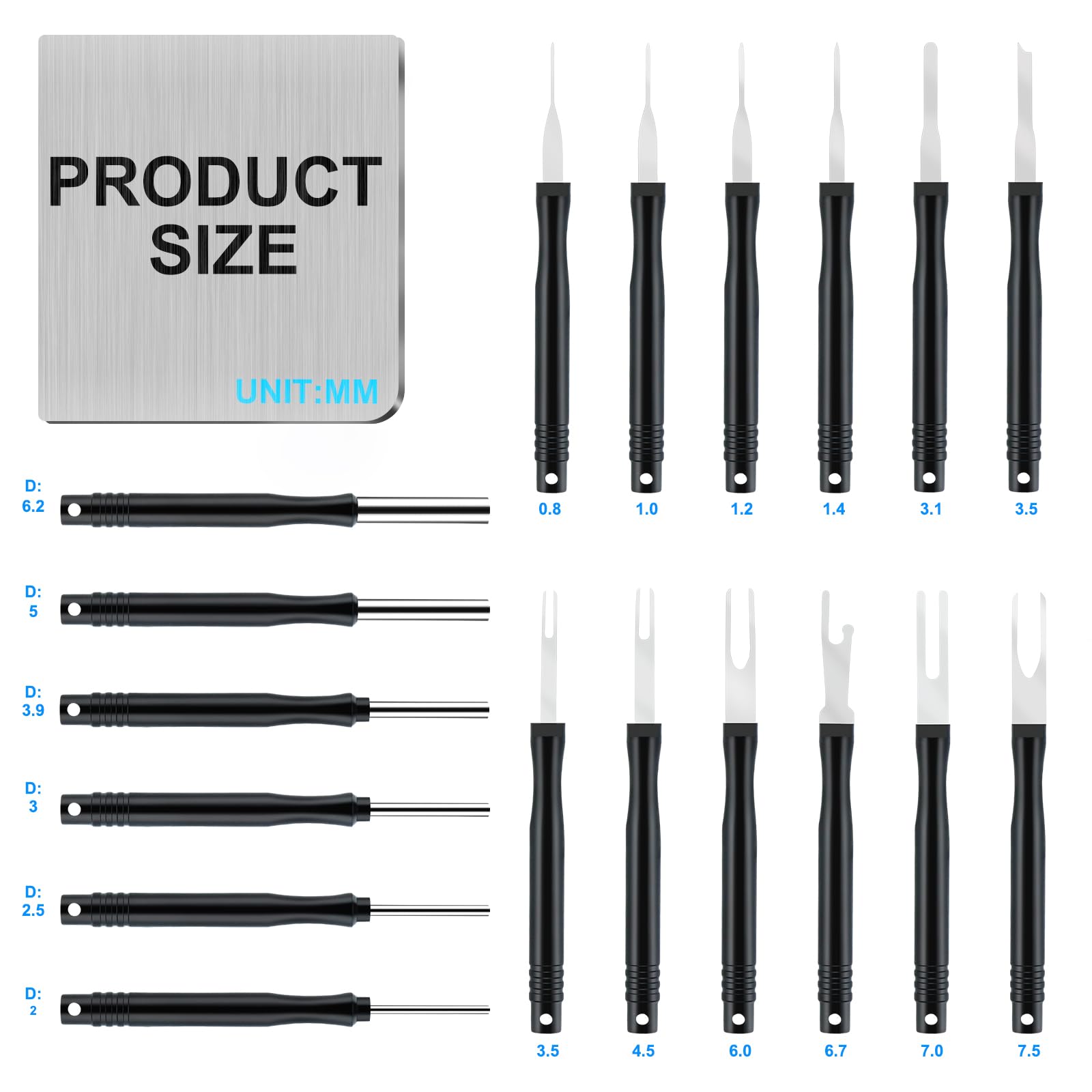 18-Piece Terminal Removal Tool Kit - Automotive Connector Pin Extractor Set for Electrical Systems | Wire Terminal Depinning Tools for Most Connectors | Perfect for Car Repairs & DIY Electrical Projects