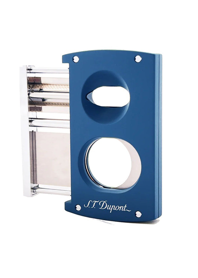 Premium S.T. Dupont Matte Petrol Blue Double Guillotine Cigar Cutter - Luxury Cigar Accessory for Smooth Cutting - Perfect for Cigar Enthusiasts & Gifts