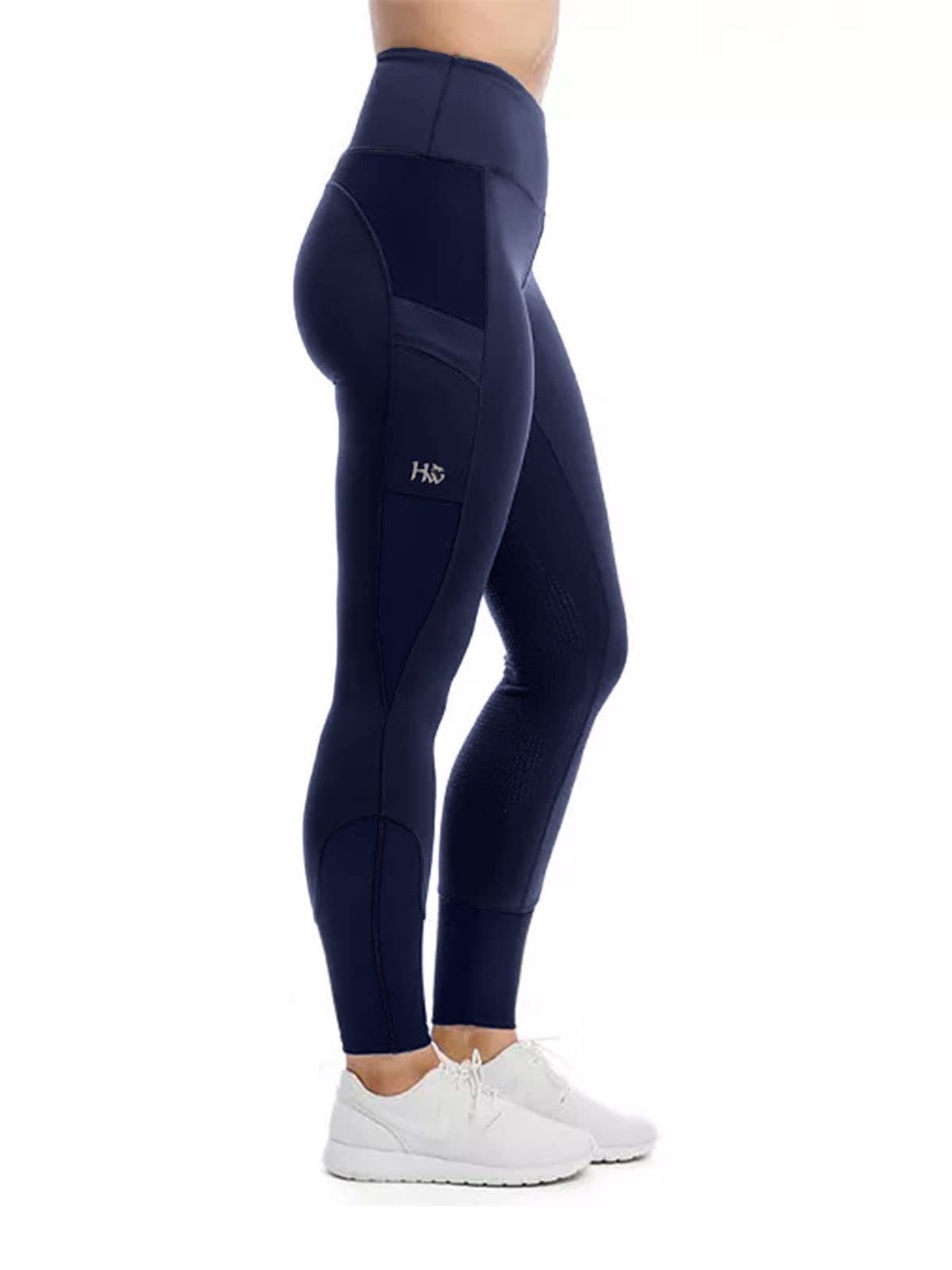 Horseware Women's Silicone Riding Tights - Dark Navy - Medium Size - Equestrian Training & Horseback Riding Apparel for Comfort & Grip