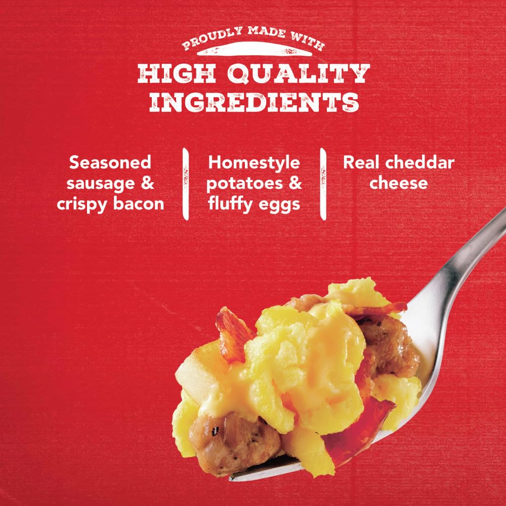 Jimmy Dean Meat Lovers Breakfast Bowl - Frozen Single Serve Scrambled Eggs with Sausage, Bacon & Cheese | Quick Microwave Meal for Busy Mornings, Office Lunch or Camping Breakfast