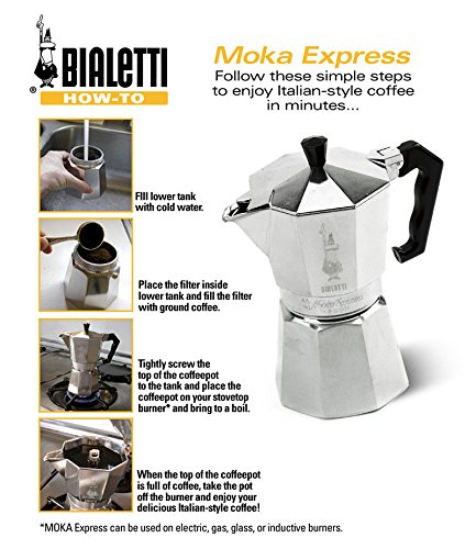 Bialetti Moka Express Stovetop Espresso Maker - 9 Cup (14 Oz/420ml) Aluminum Italian Coffee Pot for Authentic Espresso - Perfect for Home Brewing, Camping & Gifts (Silver)